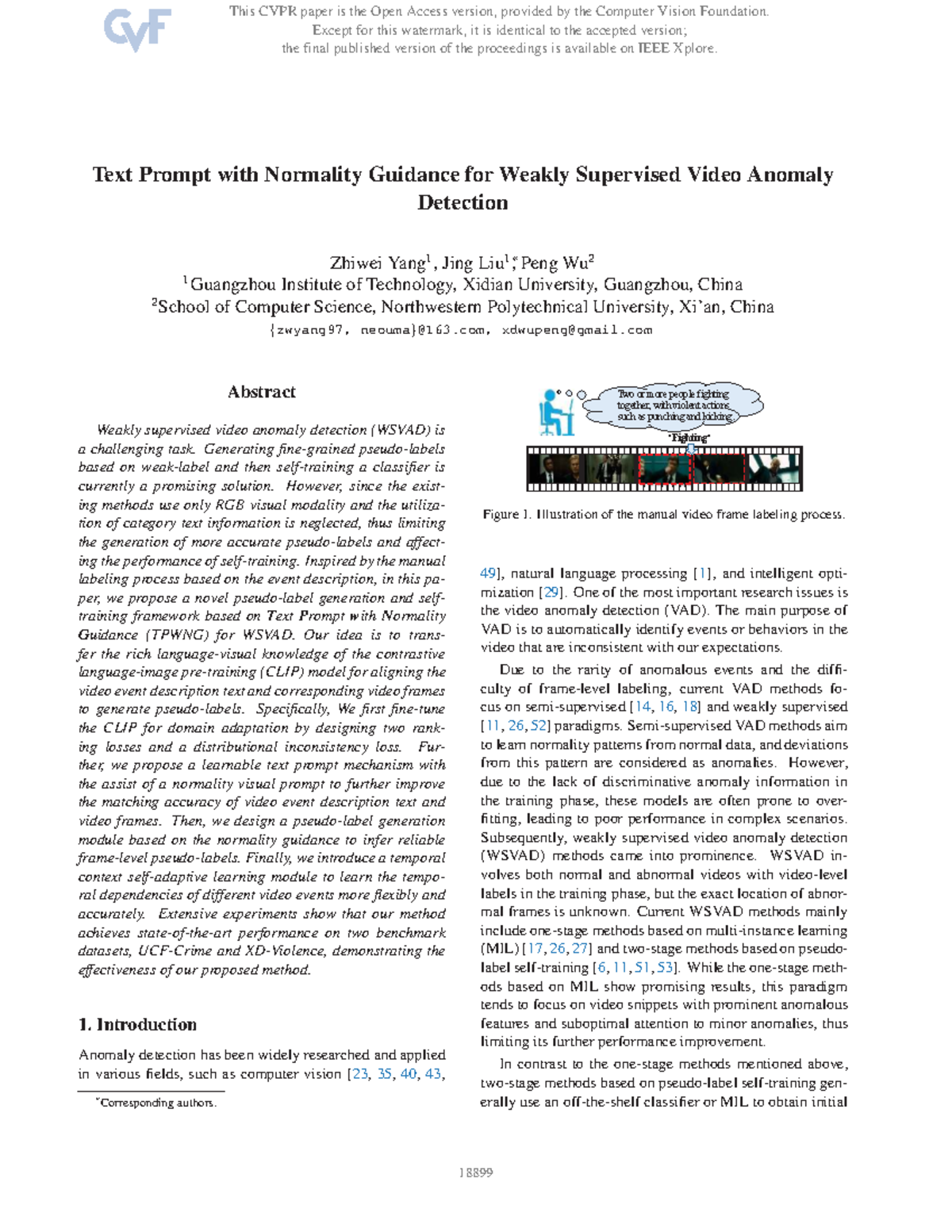 Yang's Text Prompt with Normality Guidance for WSVAD - CVPR 2024 Paper ...