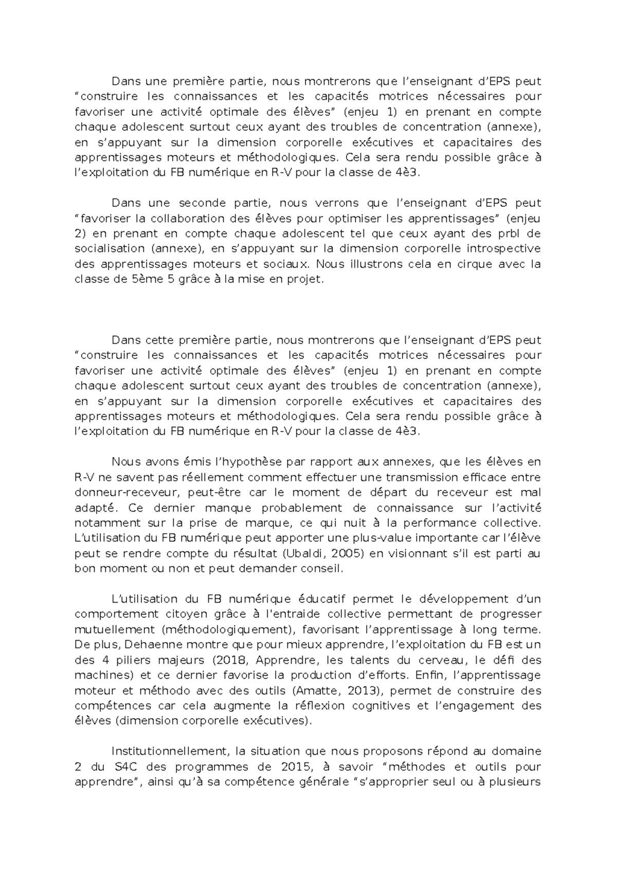Optimisation des Capacités Motrices en Classe de 4è3 et 5ème 5 - Studocu