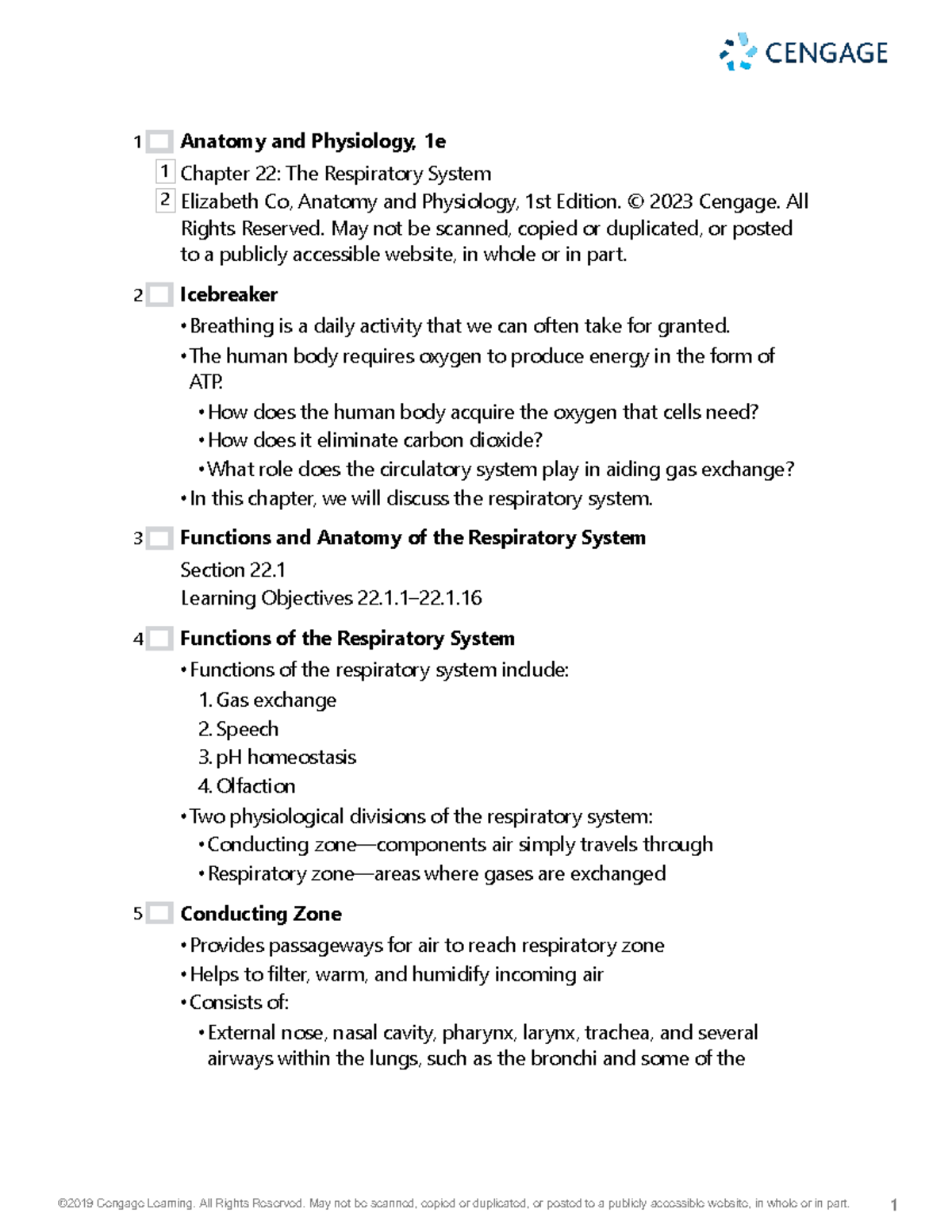 Anatomy and Physiology 1e: Chapter 22 - The Respiratory System Overview ...