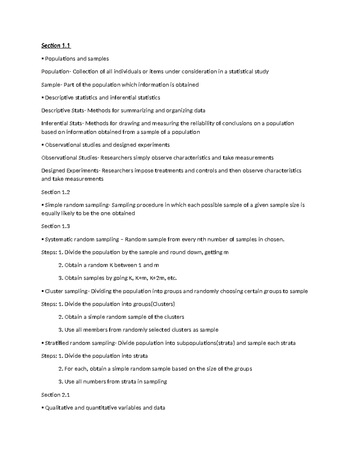 STA 270 Exam 1 Comprehensive Review Notes - Studocu
