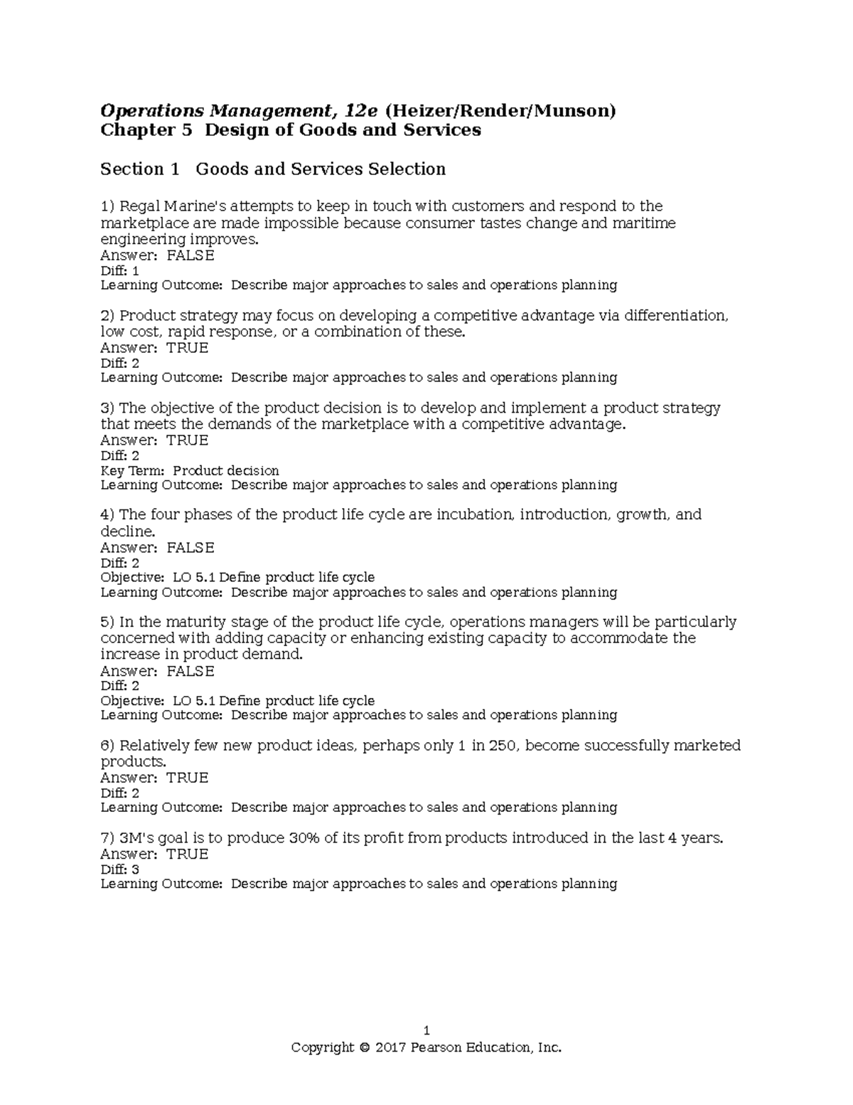 Operations Management (OM 301) Final Exam Questions and Answers - Studocu