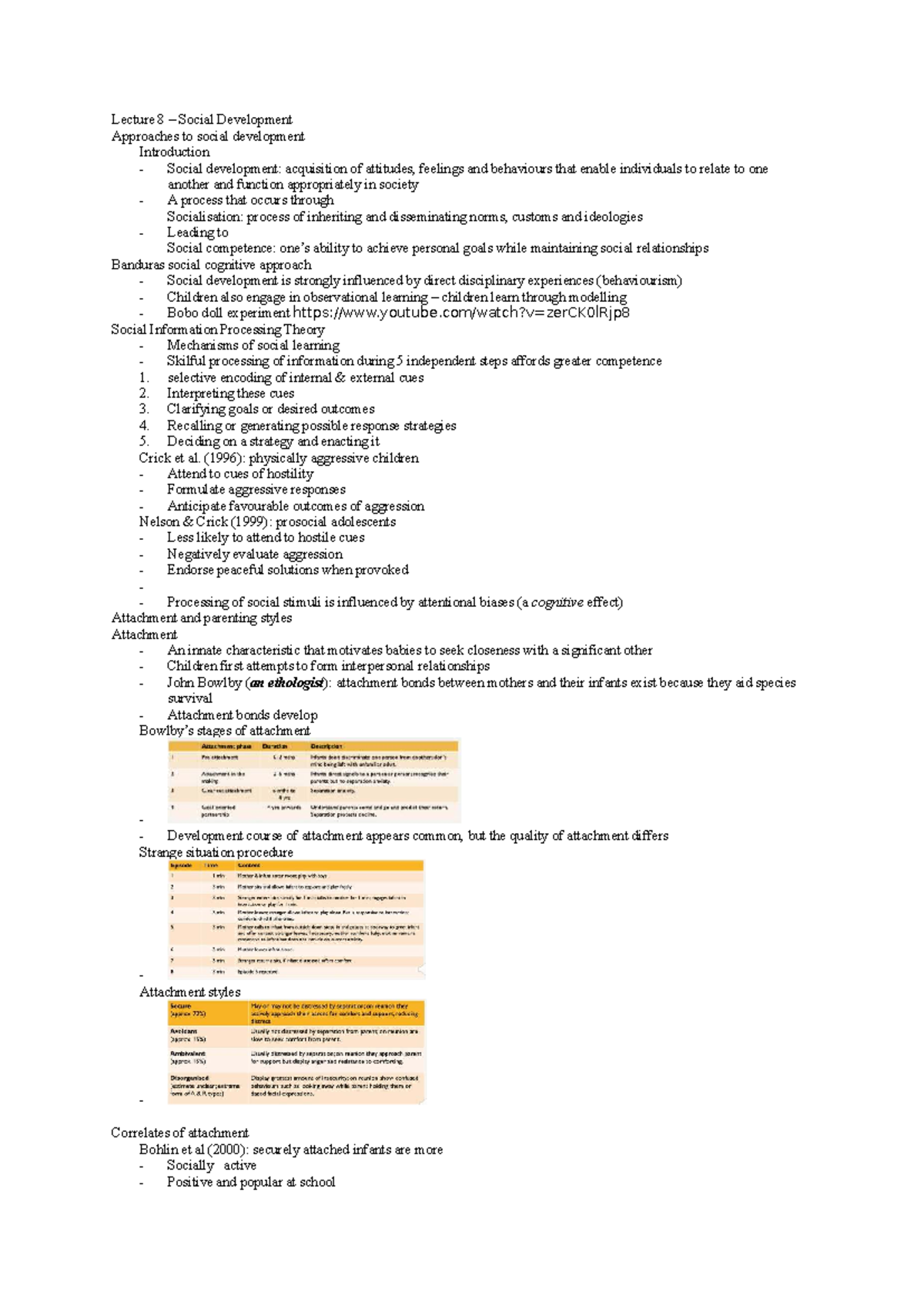 Lecture Notes on Social Development and Influences - PSY101 - Studocu
