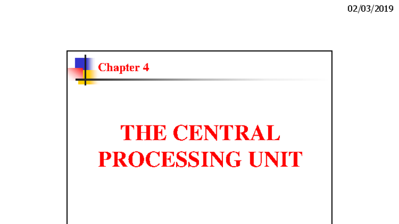 Chapter 4: The Central Processing Unit (CPU) Overview - Studocu