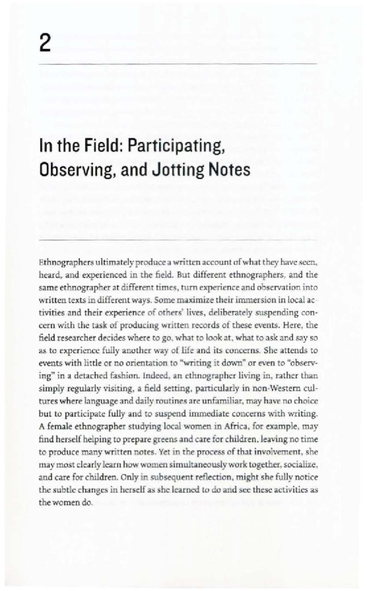 Ethnographic Fieldnotes: Participating, Observing, and Jotting (1501 ...