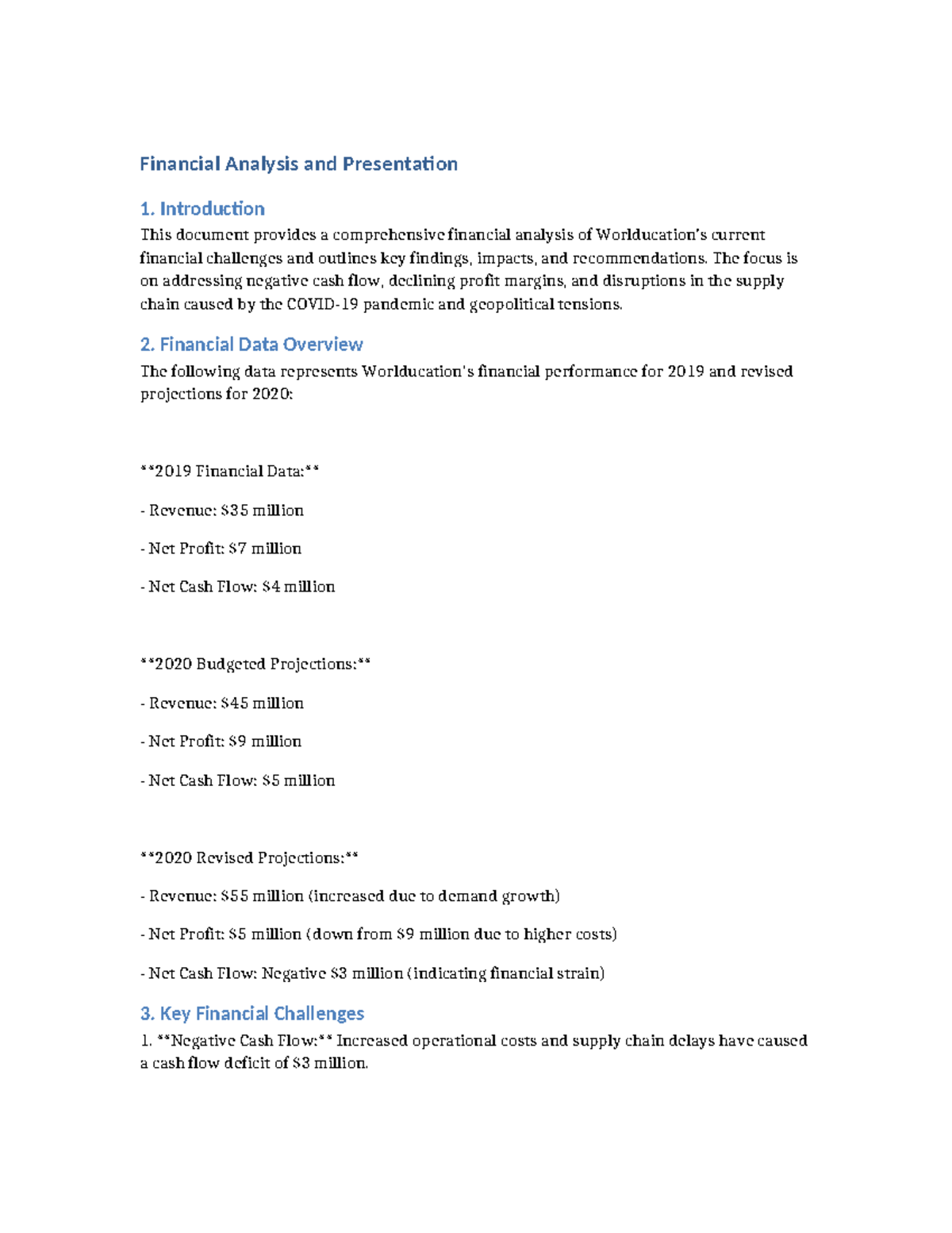 Financial Analysis and Presentation - Introduction This document ...