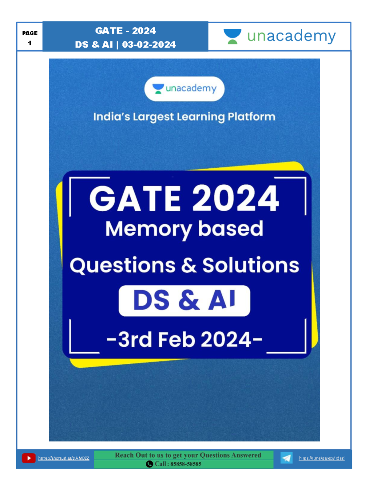 GATE 2024 - DA & AI Questions Compilation for Final Exam - Studocu