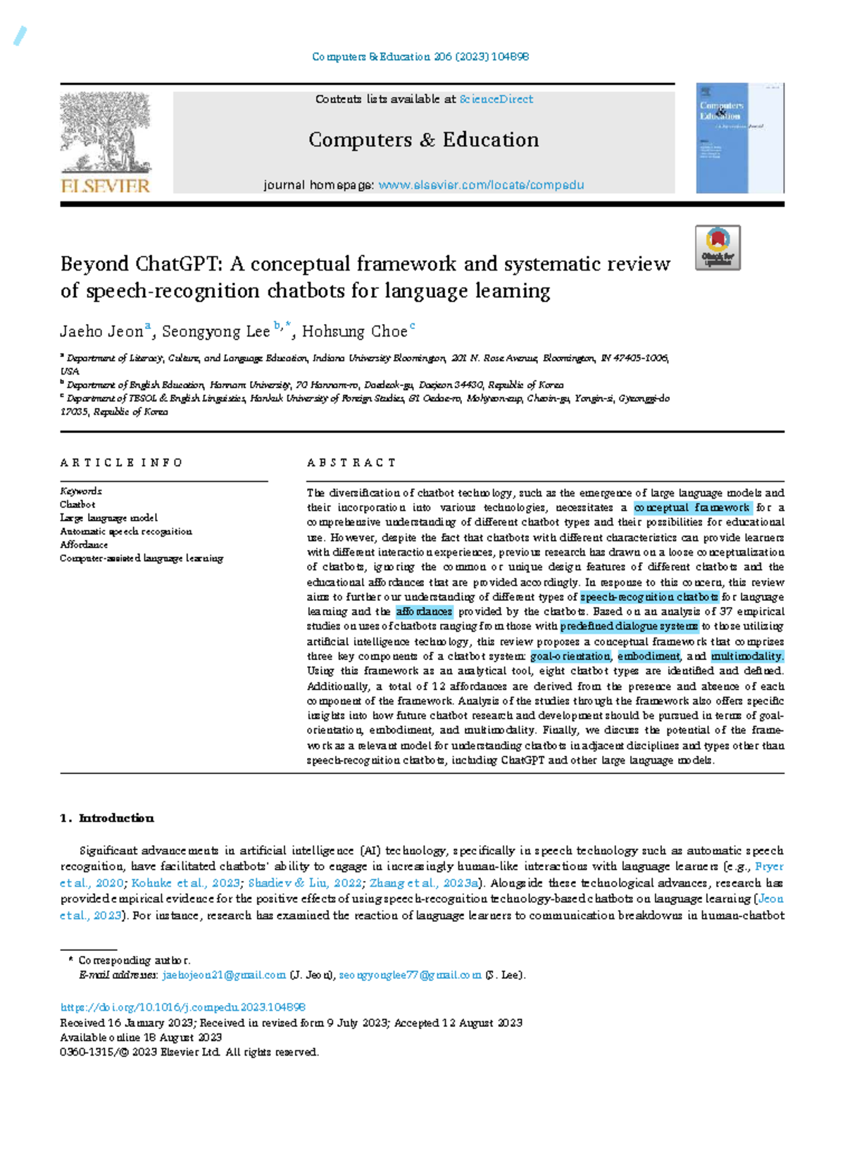 "EDUC 206: Beyond ChatGPT - A Framework for Chatbots in Language ...