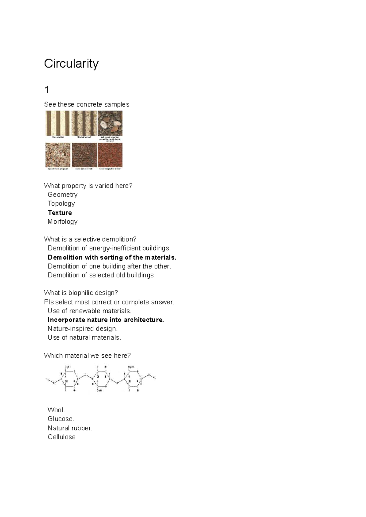 Circularity Quizzes: Material Properties and Design Concepts - Studeersnel