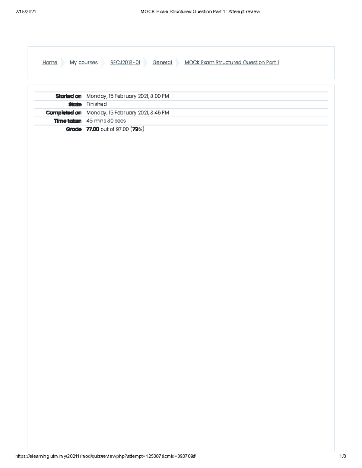 MOCK Exam Structured Question Part 1 Attempt review - Home My courses ...