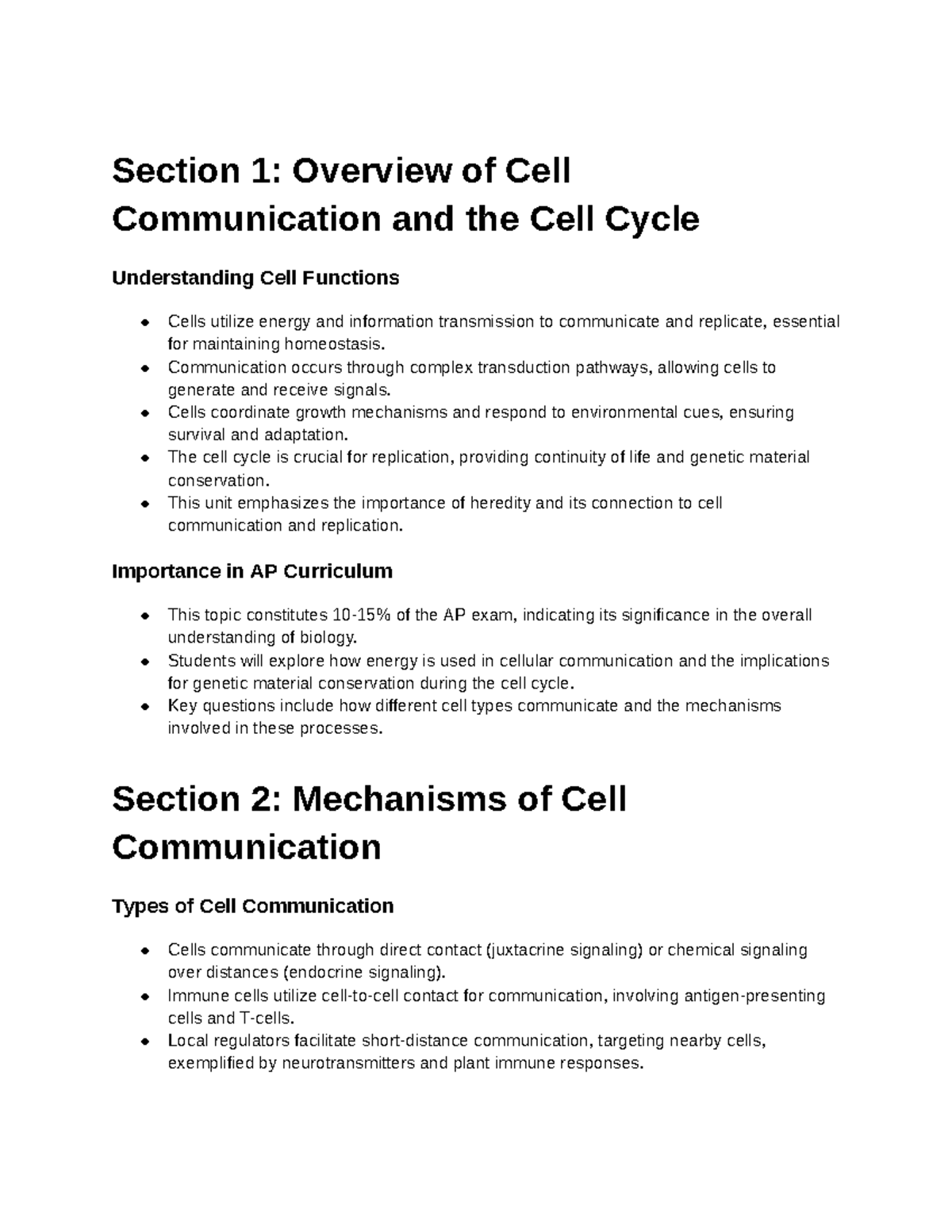 Unit 4 AP Bio Study Guide: Cell Communication & the Cell Cycle - Studocu