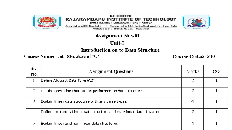 DSU Assignment 1: Introduction to Data Structures (313301) - Studocu