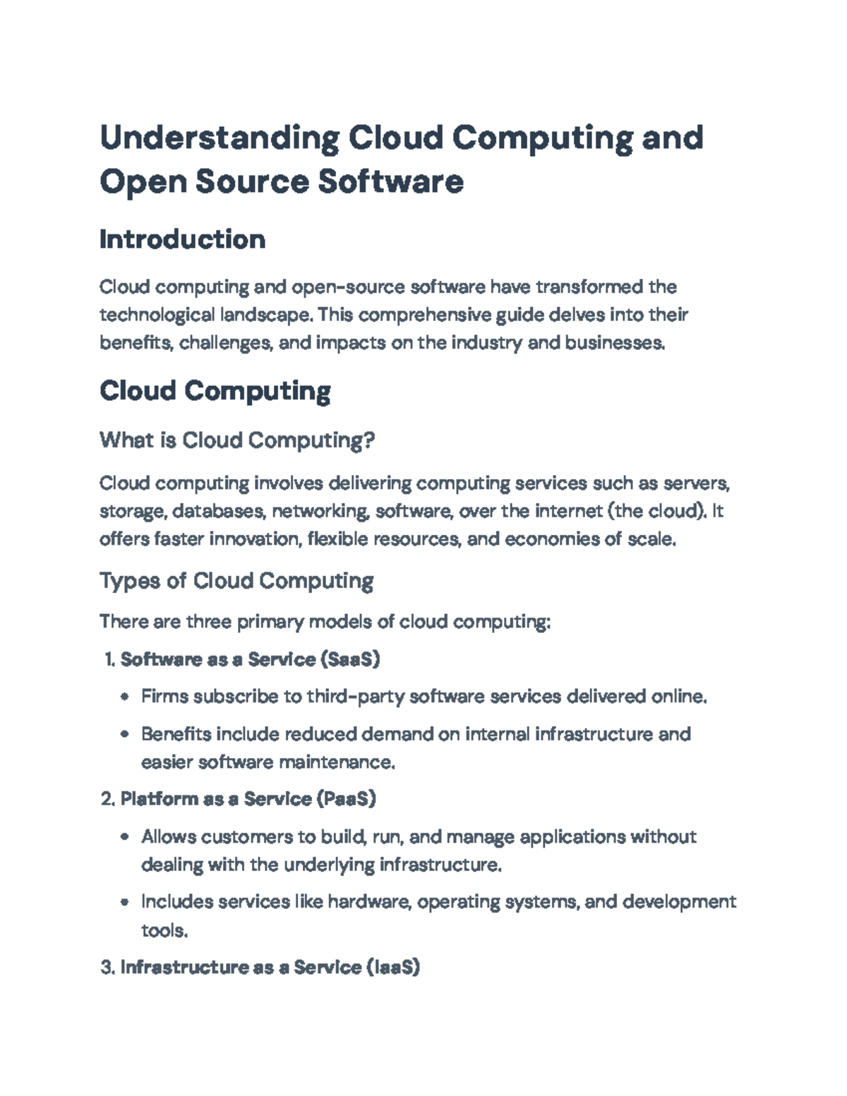 Understanding Cloud Computing & Open Source Software: An Overview ...