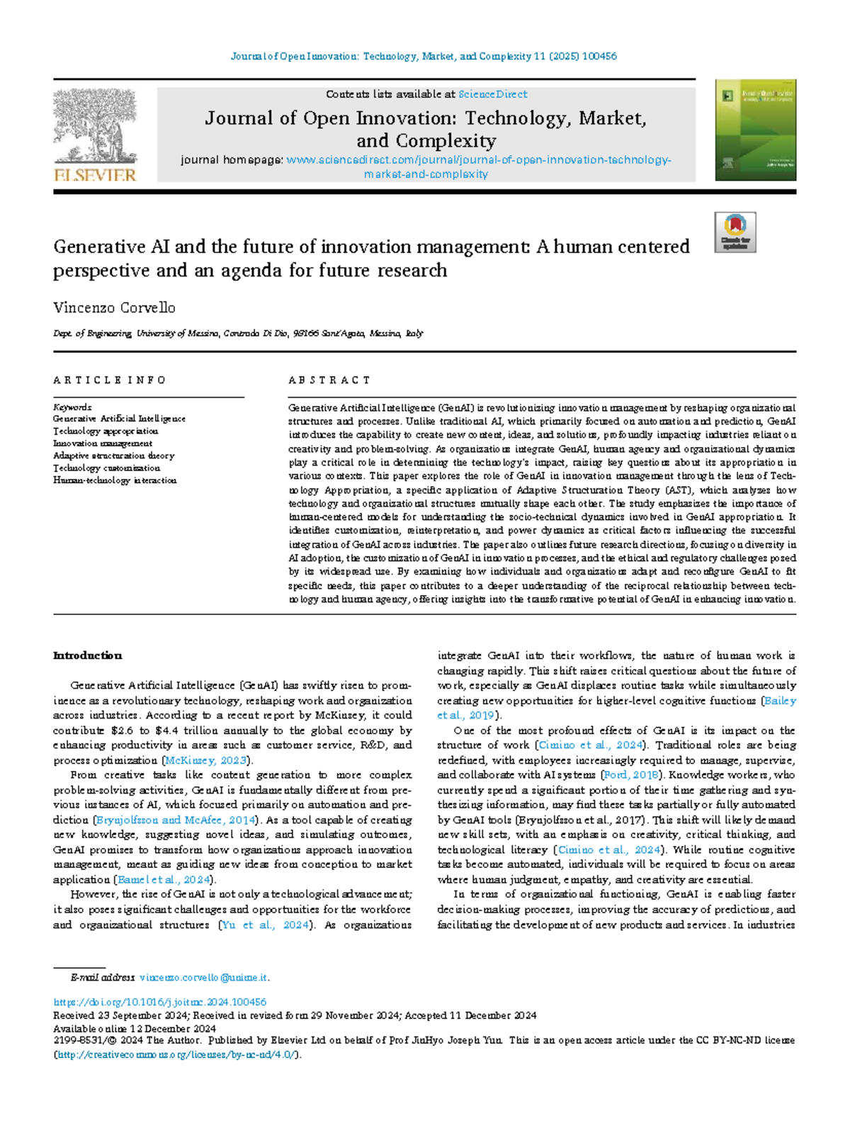 Generative AI in Innovation Management: A Human-Centered Approach - Studocu
