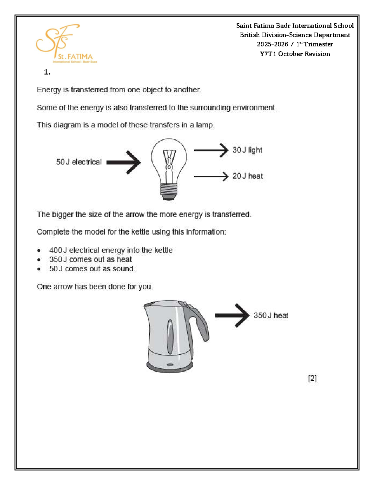 Y7T1 October Revision Sheet - 1st Trimester Overview - Studocu