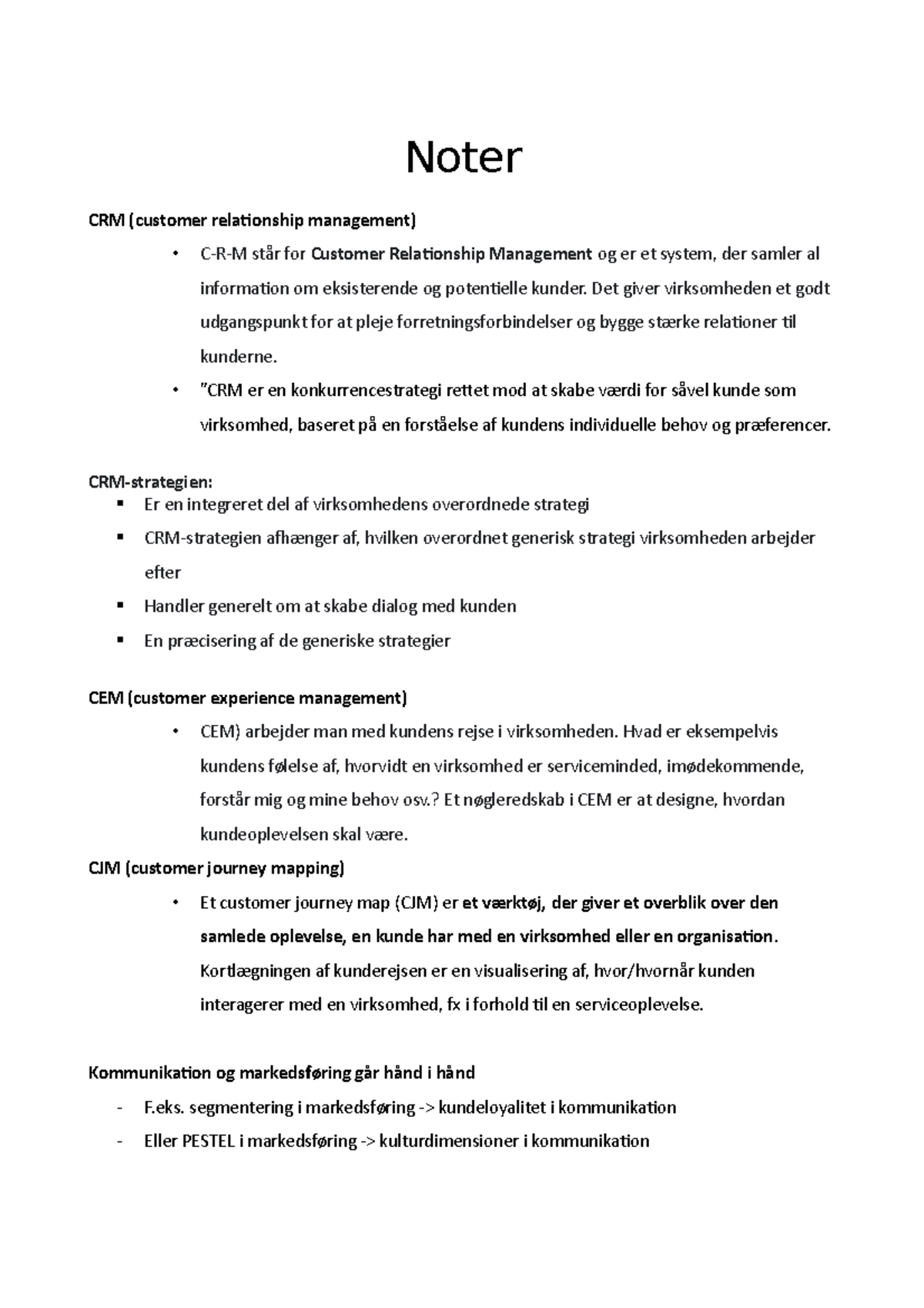 Noter - Noter CRM (customer relationship management) - C-R-M står for ...