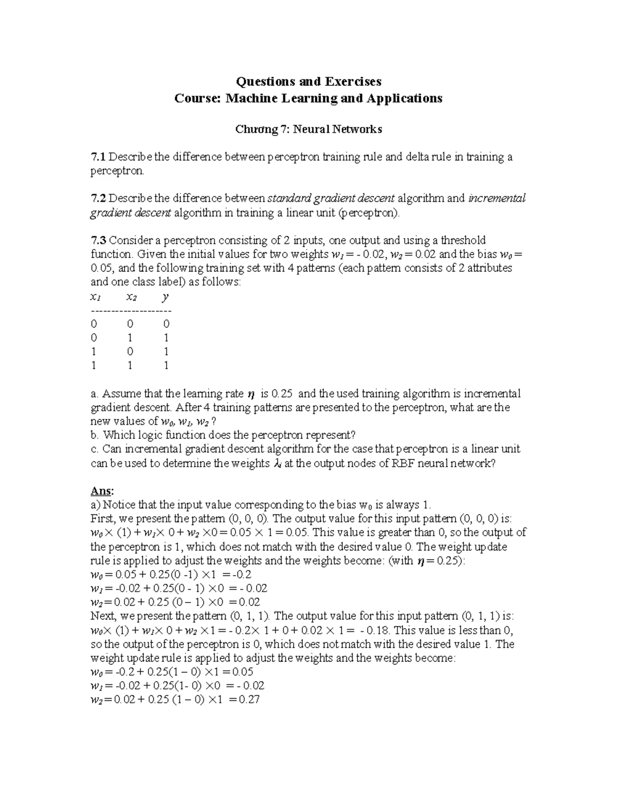 MLA 9: Exercises on Classifier Combinations and Boosting Techniques ...