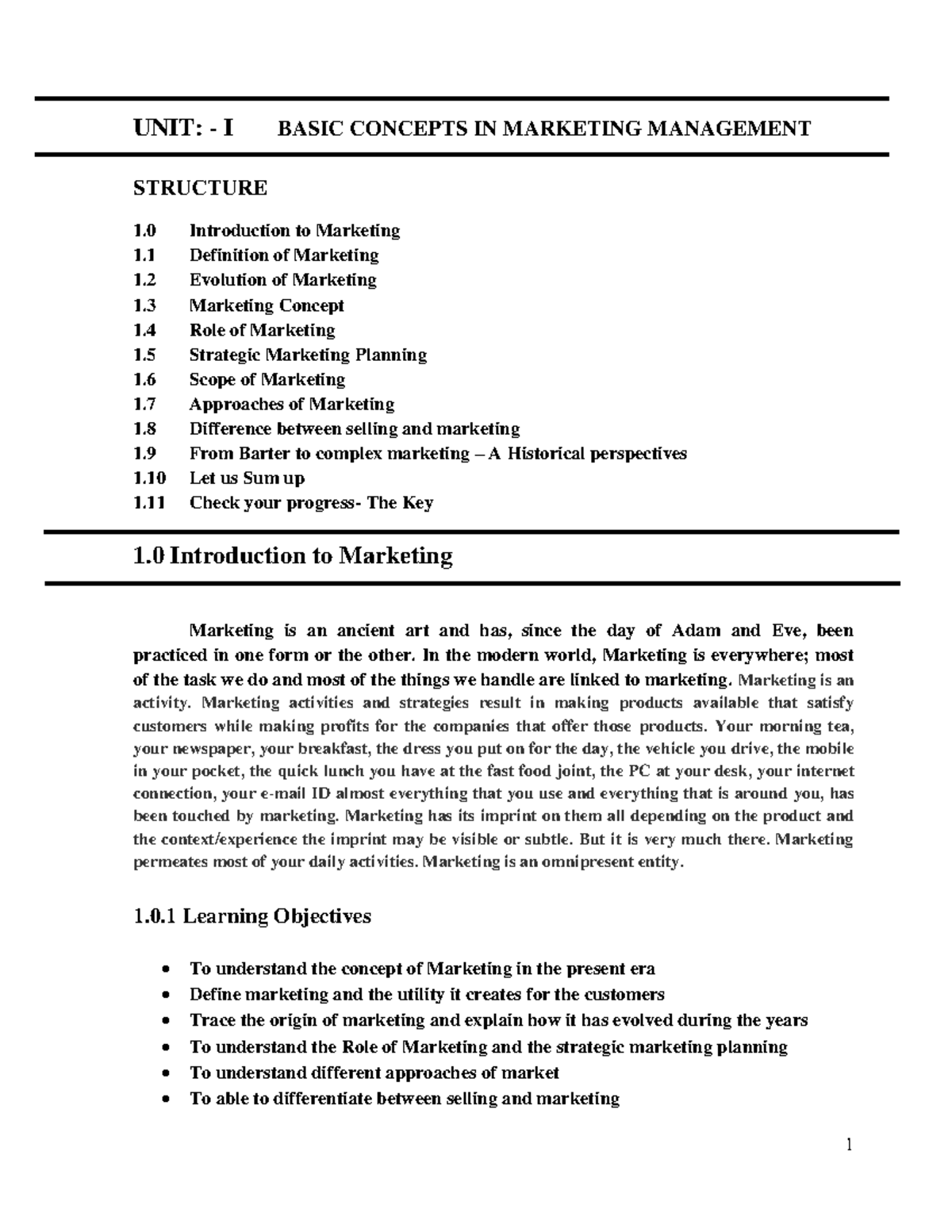 MBA1P6 - Basic Concepts in Marketing Management Overview - Studocu