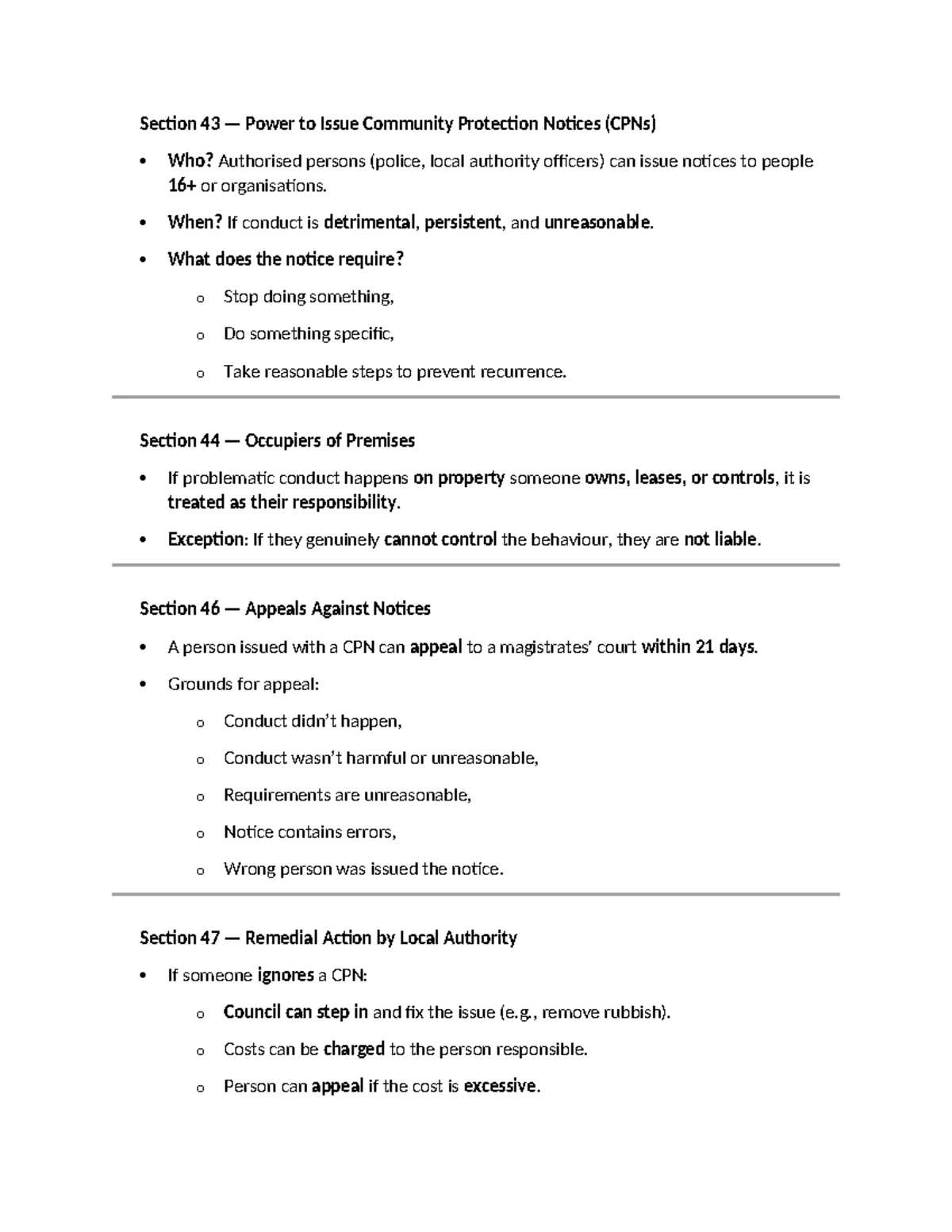 Behaviour, Crime and Policing Act 2014: Community Protection Notices ...