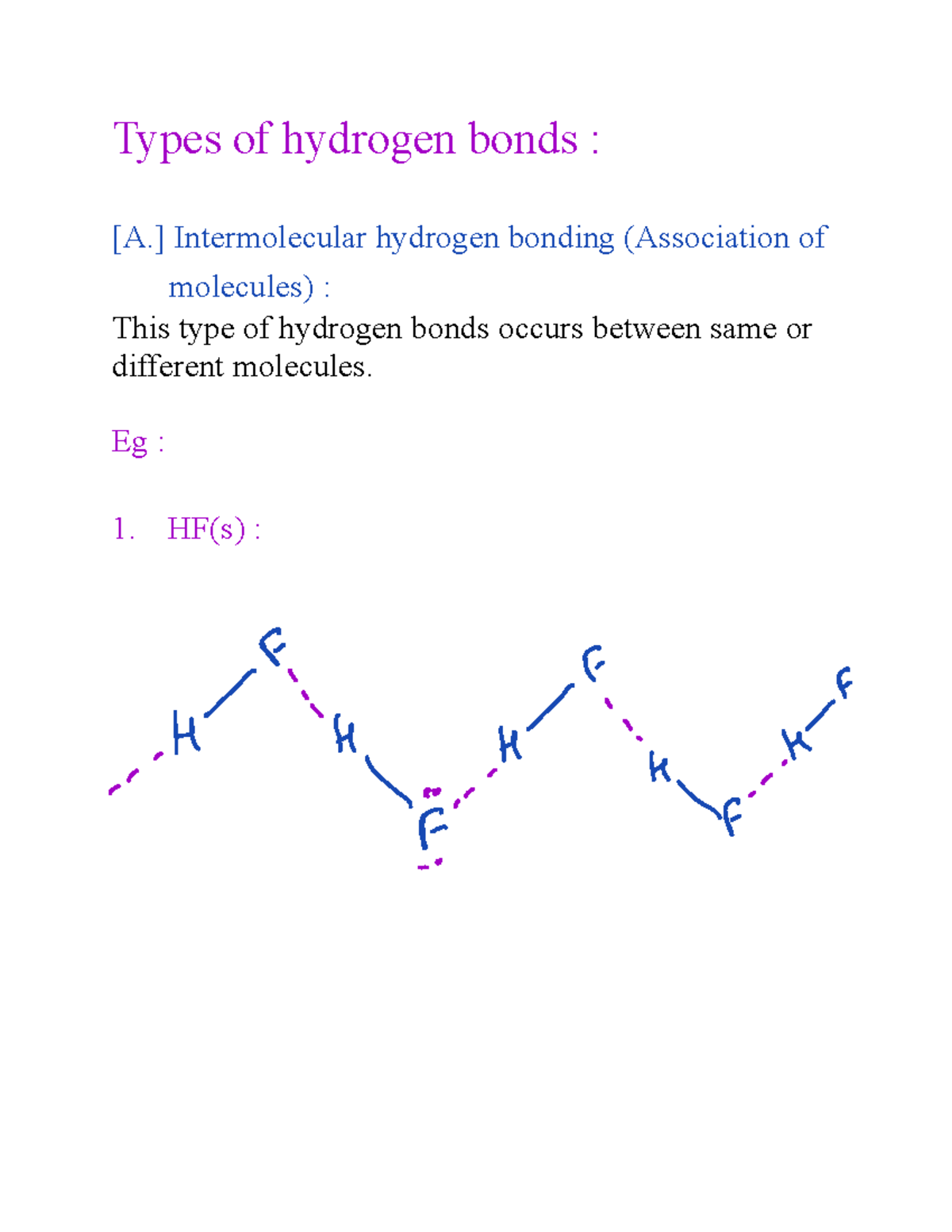 TMP-L48-C.B.-28.07.2021 - Types of hydrogen bonds : [A.] Intermolecular ...