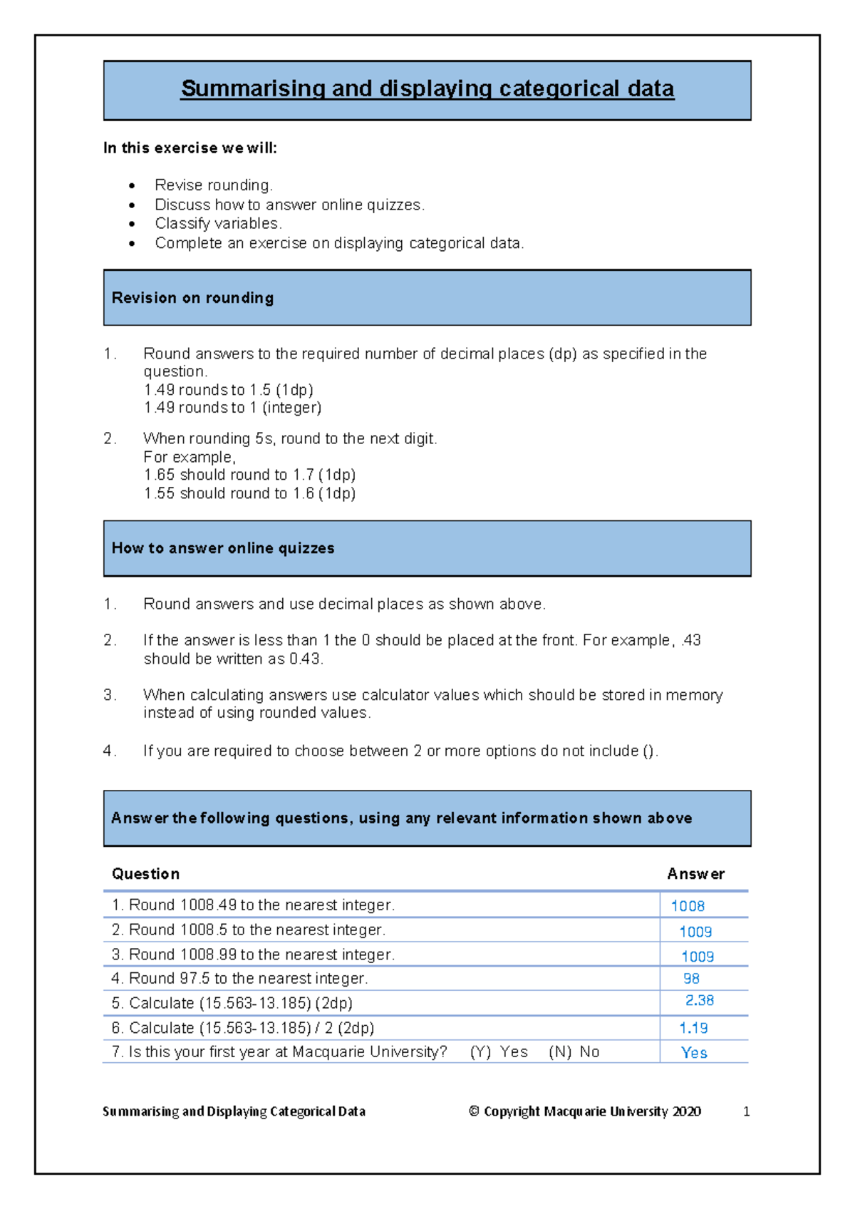 Sgtaweek 2 - tutorial work - Summarising and displaying categorical ...