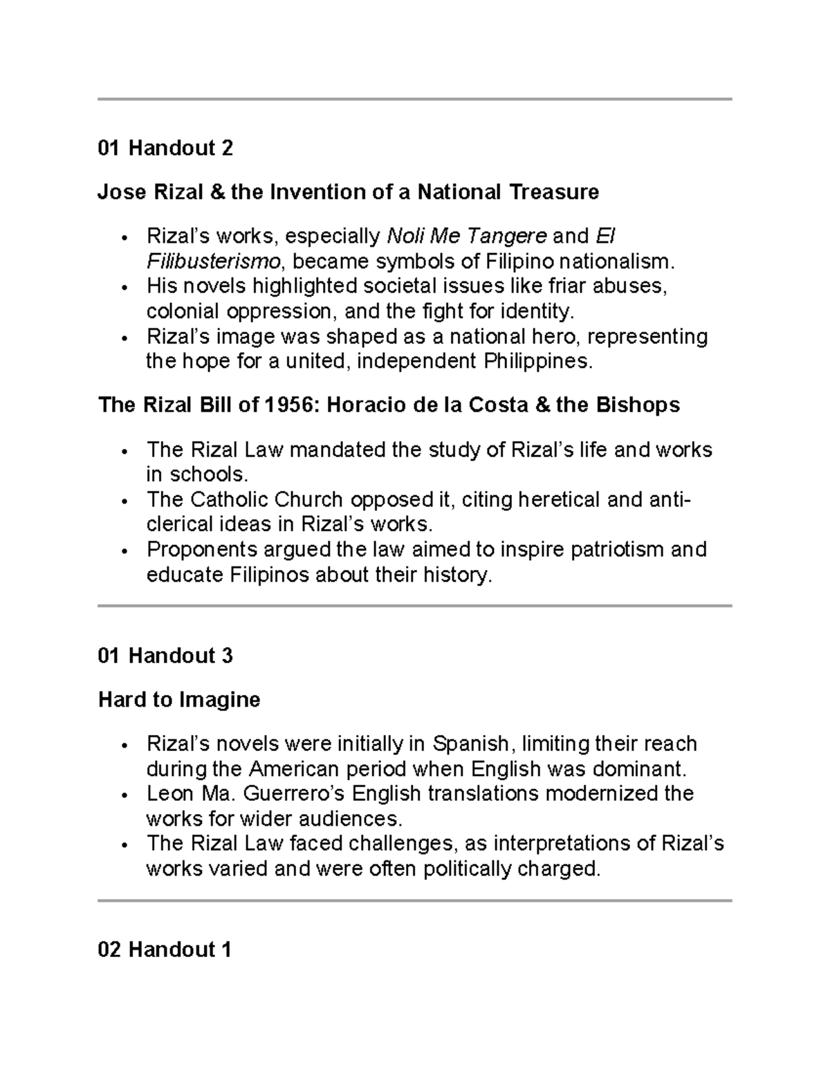 01 Handout 2 - 01 Handout 2 Jose Rizal & the Invention of a National ...