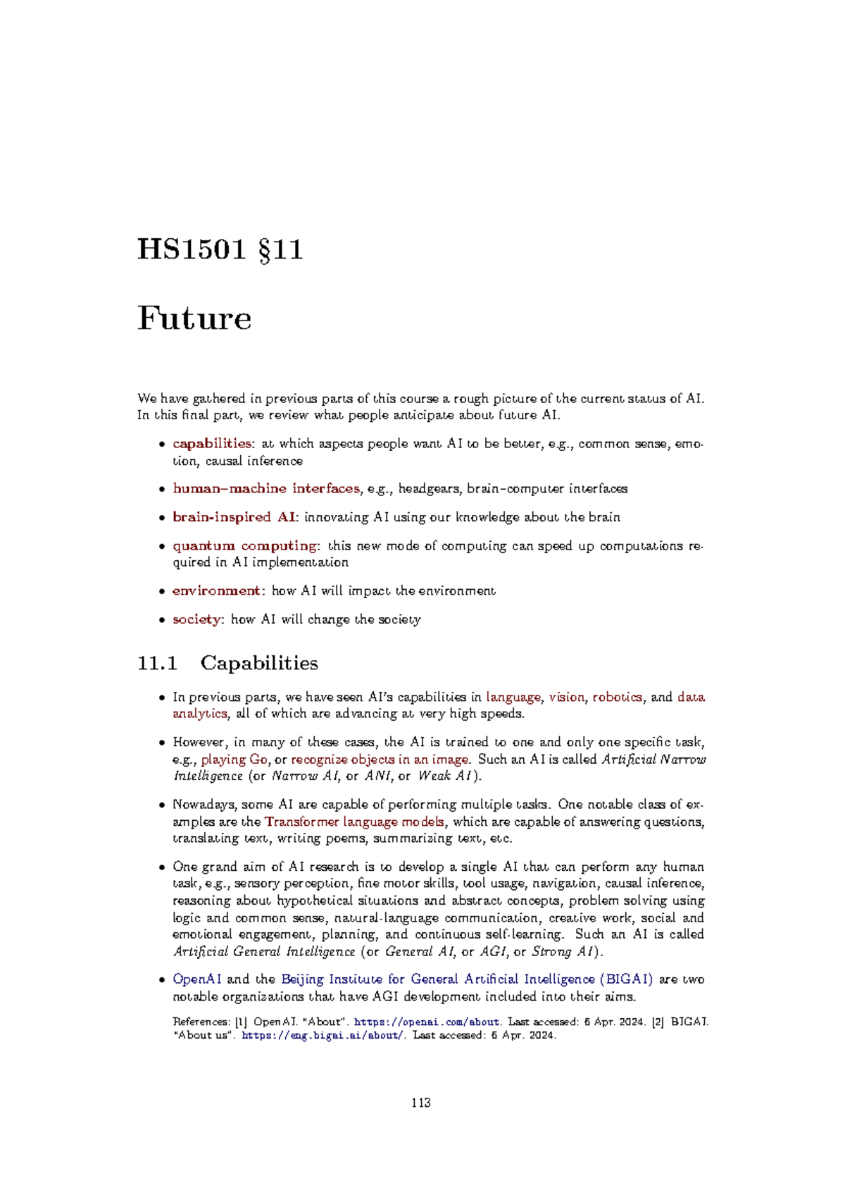 11-future - Notes - HS1501 § 11 Future We have gathered in previous ...