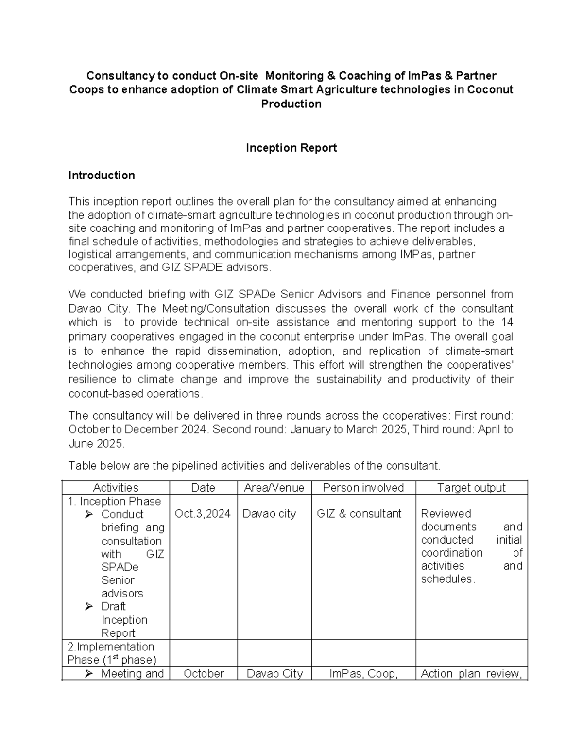 Inception Report for Consultancy on Climate-Smart Agri-Tech Adoption ...