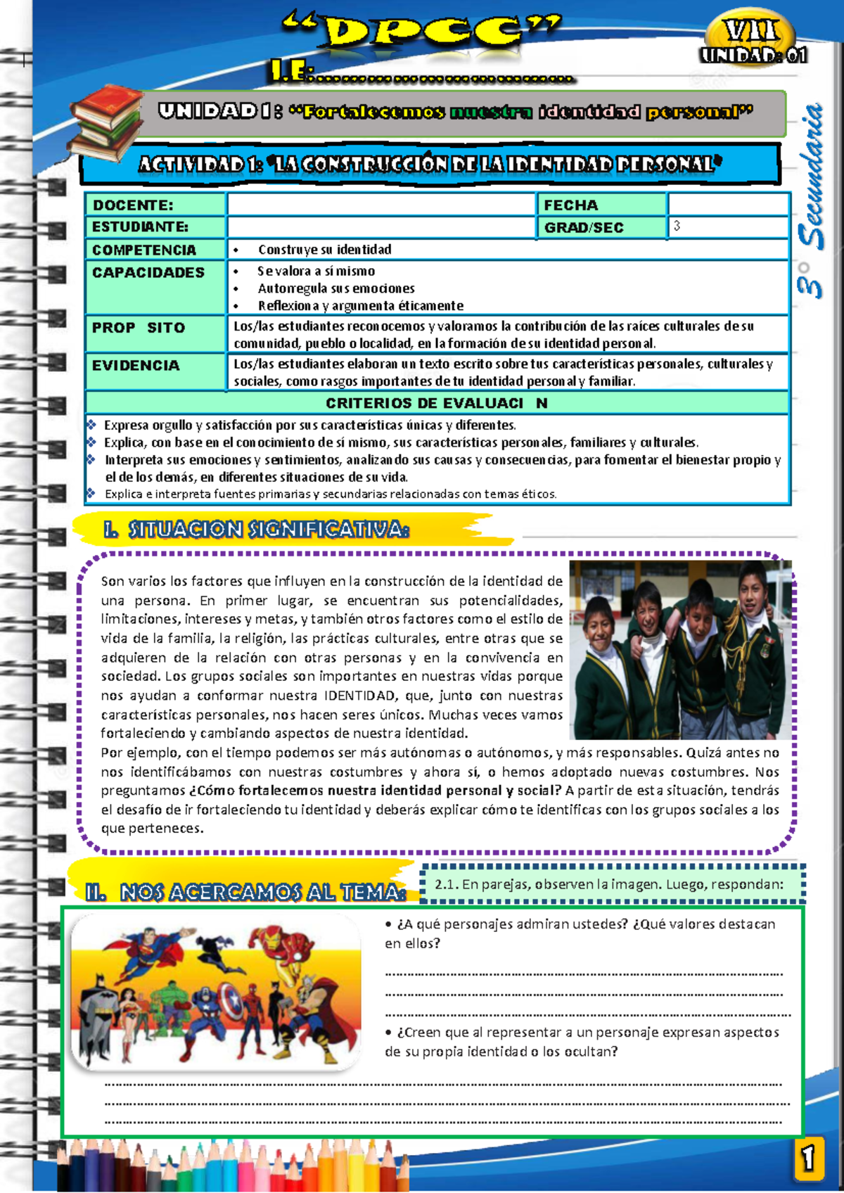 Construcción de la Identidad Personal: Actividades y Reflexiones - 3 ...