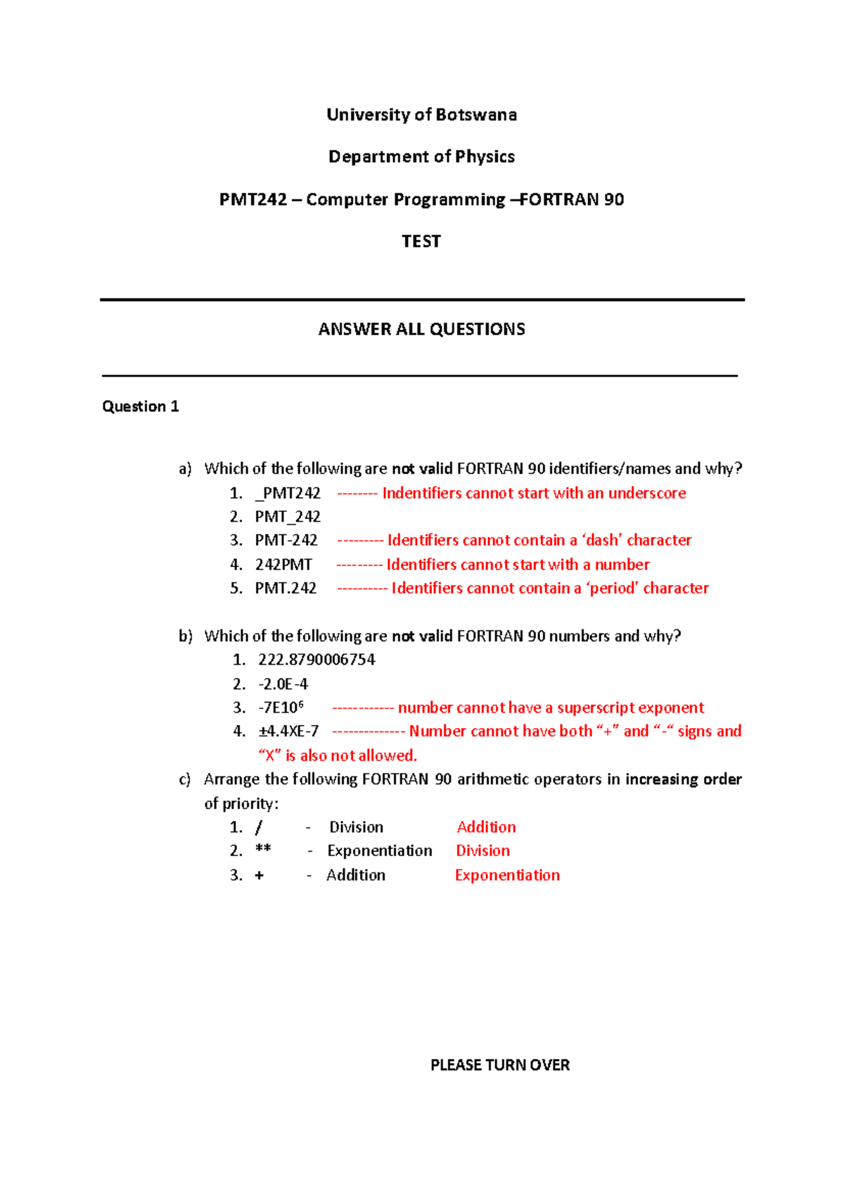 PMT242 Computer Programming Test 1 Solution Guide - Studocu