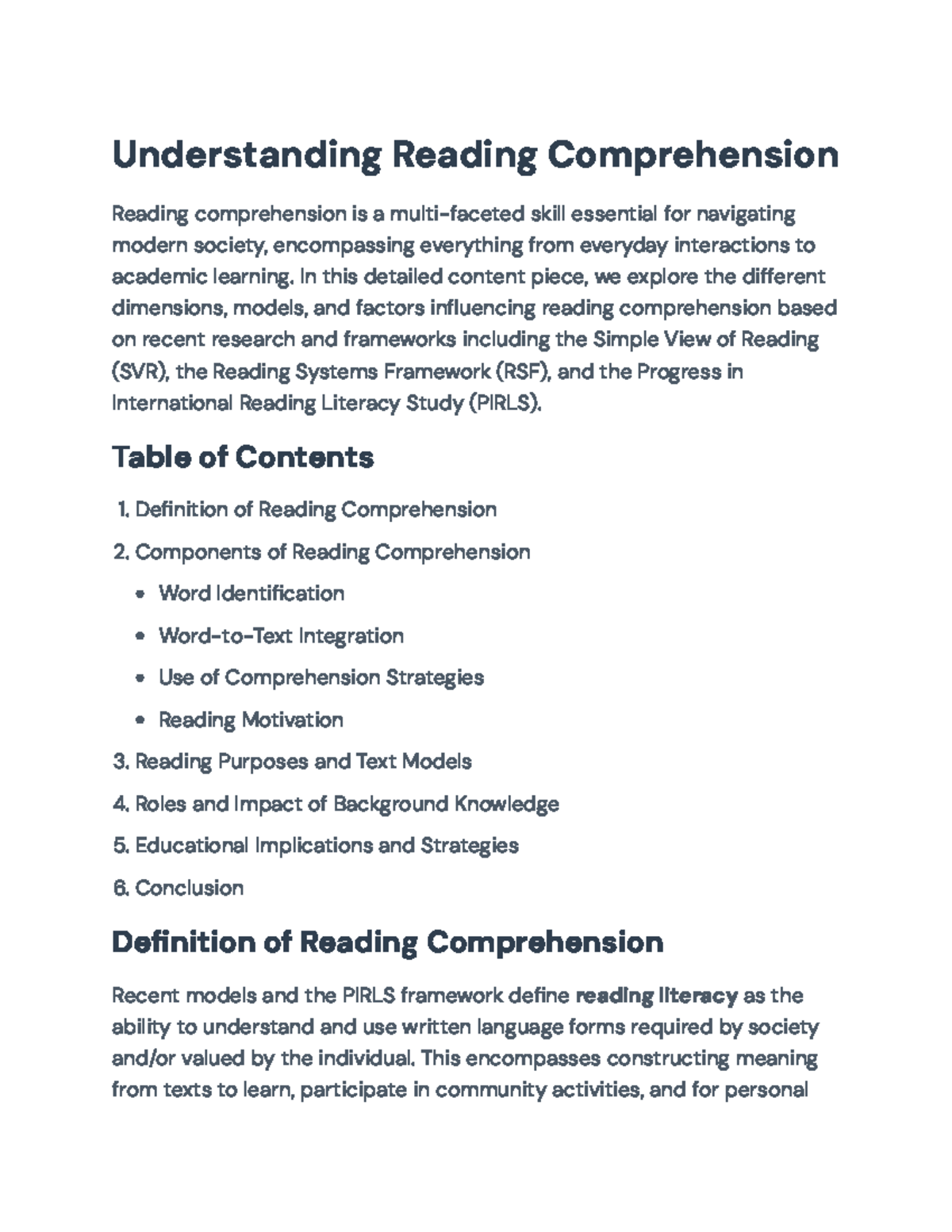 Understanding Reading Comprehension: Strategies & Implications (EDU 101 ...