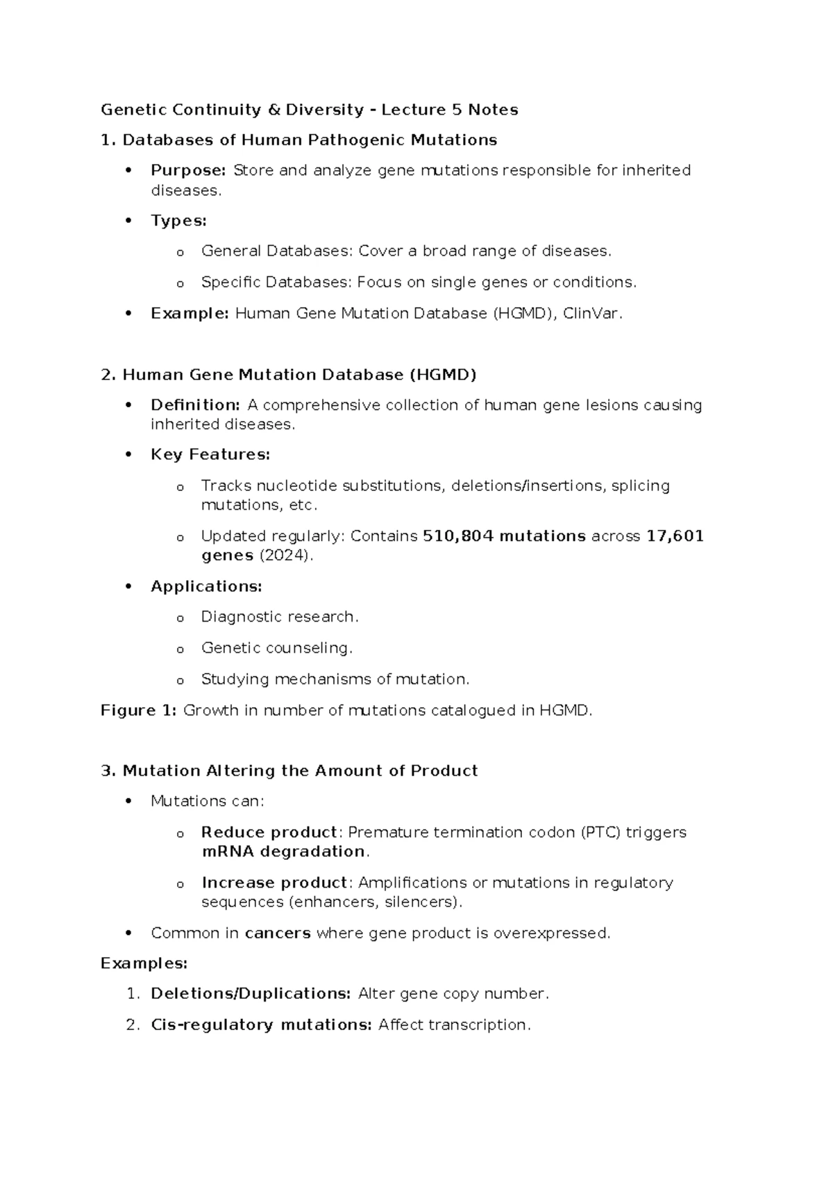 Genetic Continuity & Diversity - Lecture 3 & 4 Review Notes - Studocu