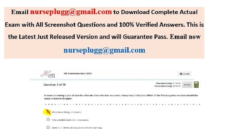 Pass ATI RN Fundamentals 2023-2025 Proctored Exam with NGN 70 Qs ...