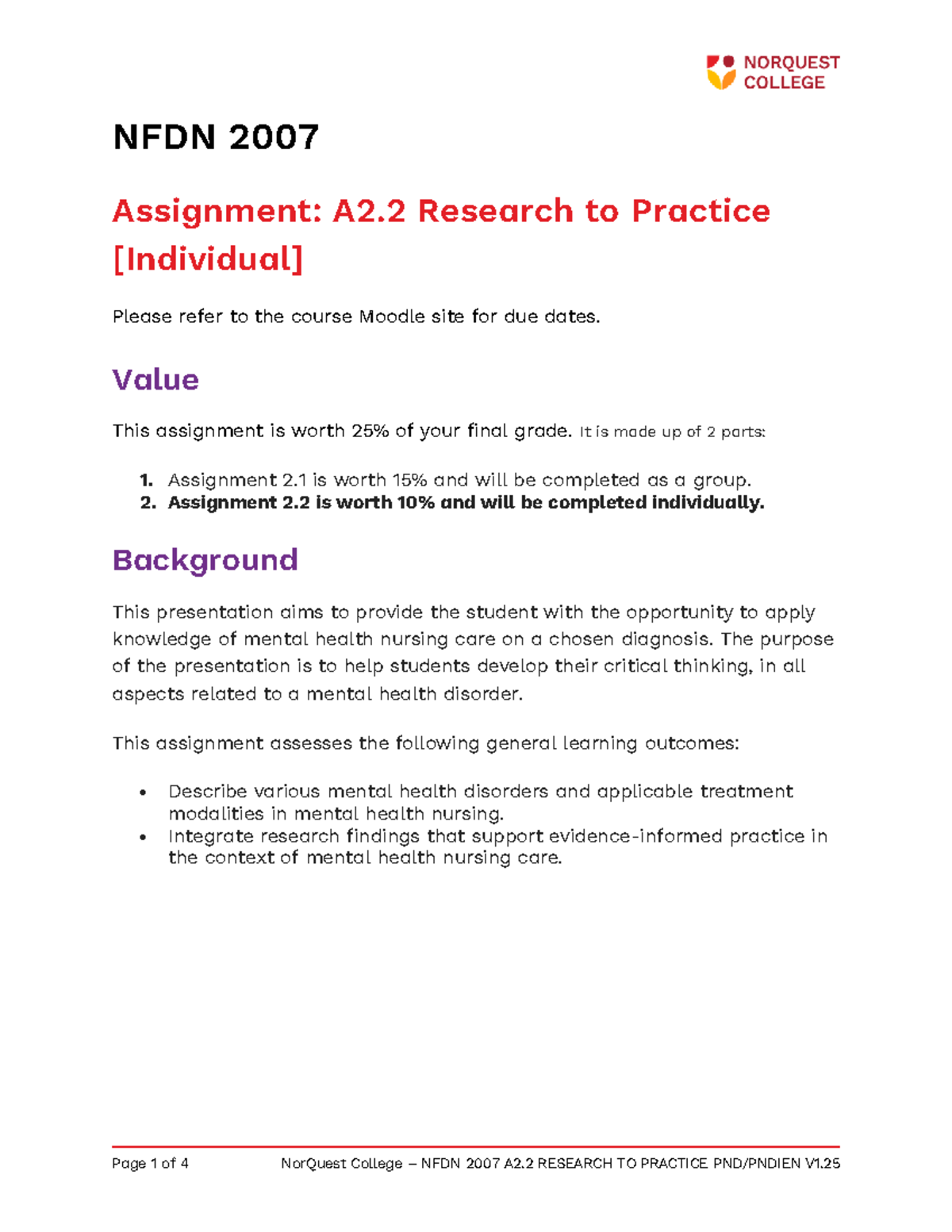 NFDN 2007 A2.2 Assignment: Research to Practice Guidelines - Studocu
