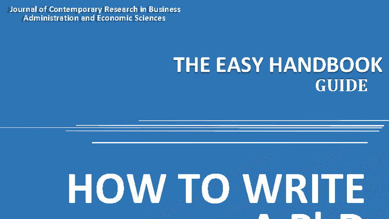 PhD Thesis Writing Guide: A Comprehensive Handbook (1764559264) - Studocu