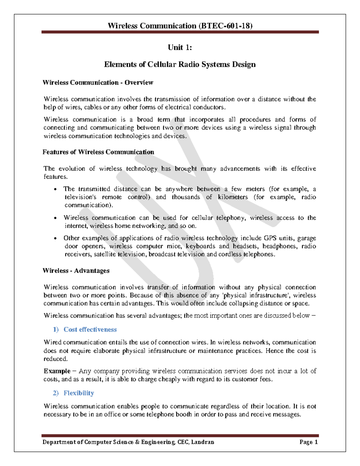 Chapter 1: Overview of Cellular Radio Systems Design and Features - Studocu
