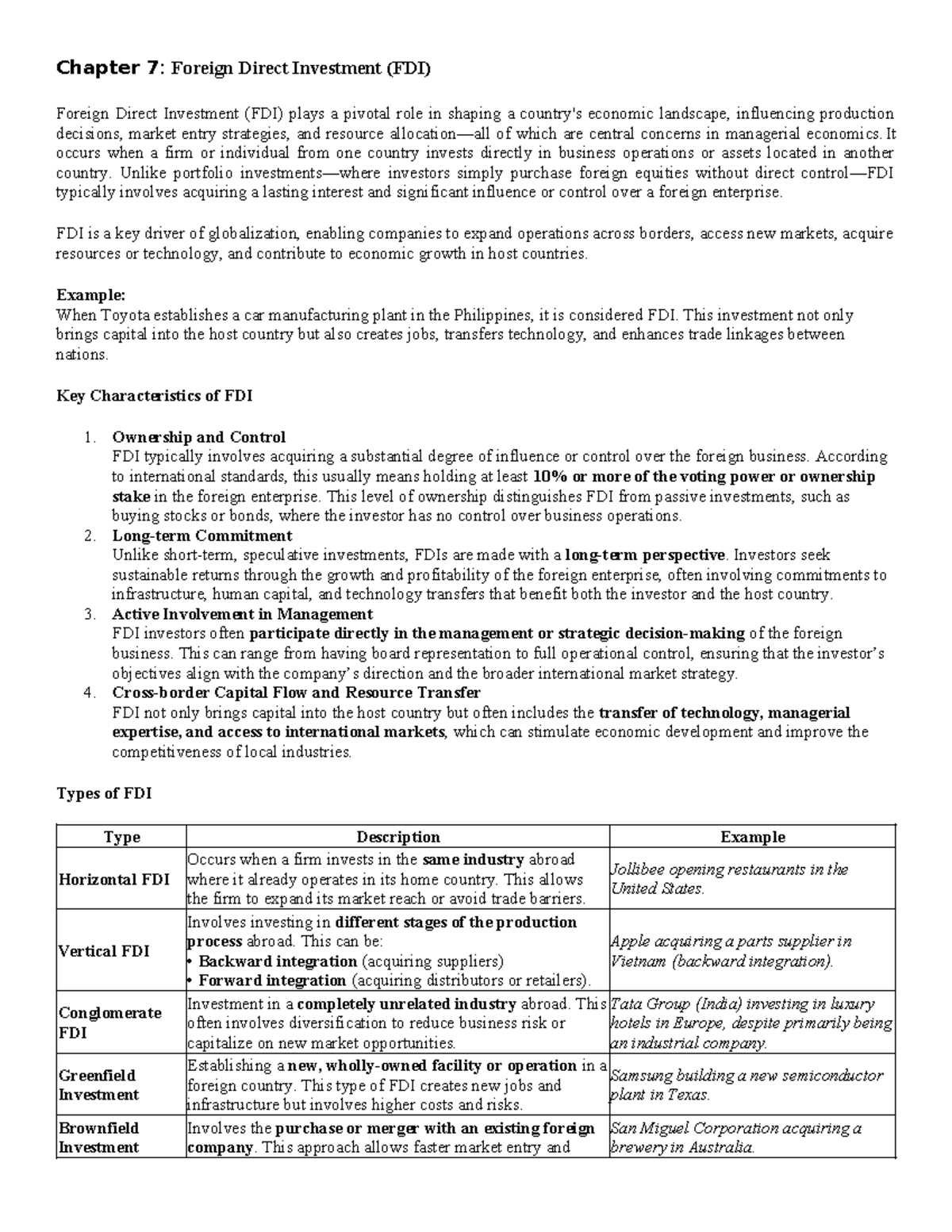 Chapter 7: Foreign Direct Investment (FDI) Insights and Implications ...
