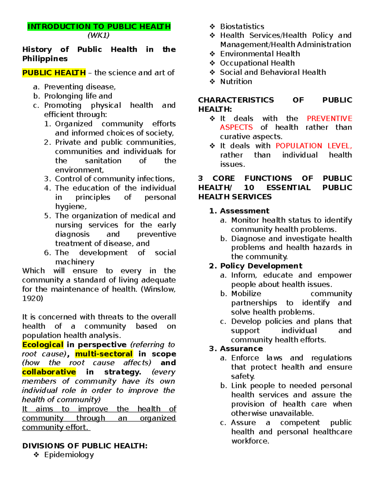 CPHM111 Prelim Lecture Notes - Document Preview
