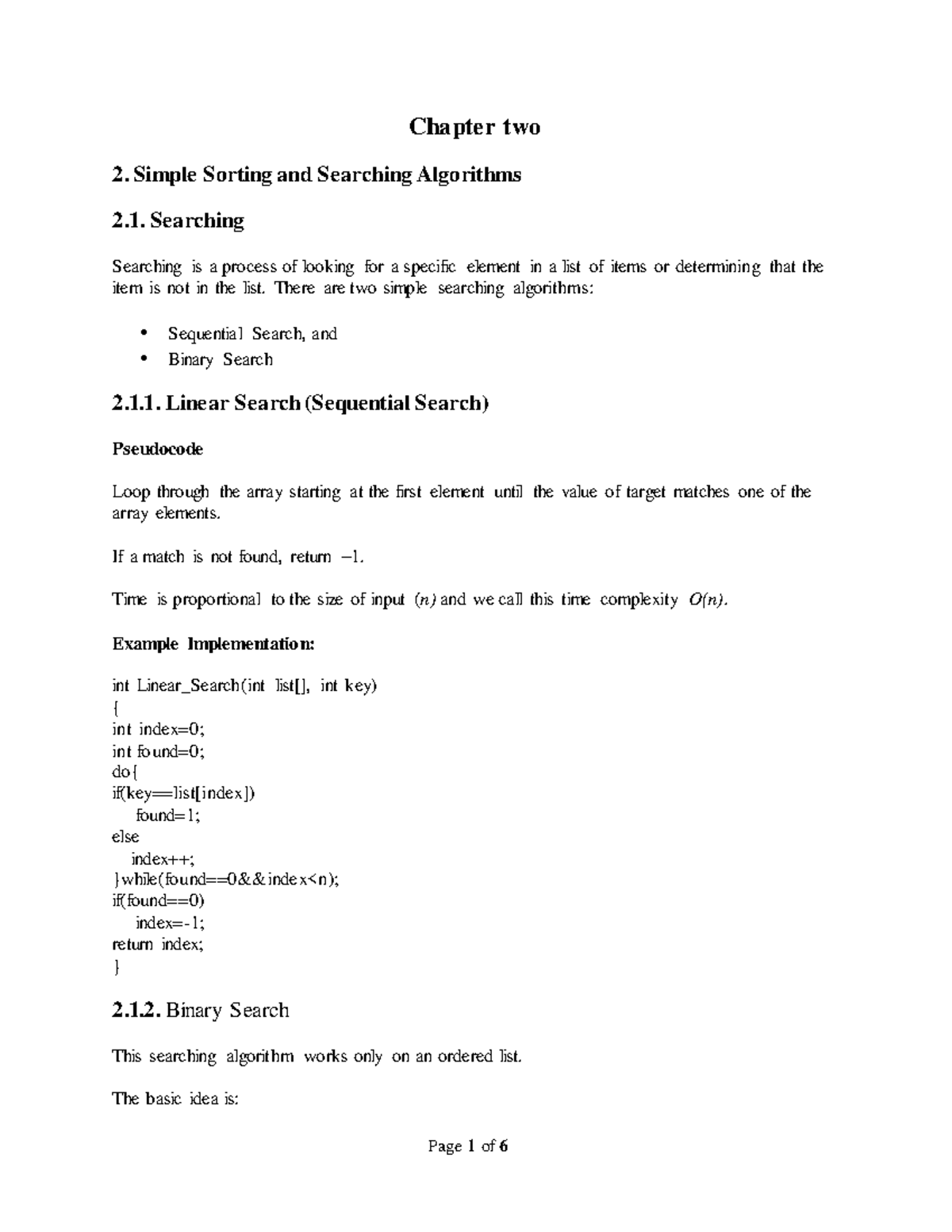 Chapter 2 - Data structure and algorithm - Chapter two 2. Simple ...