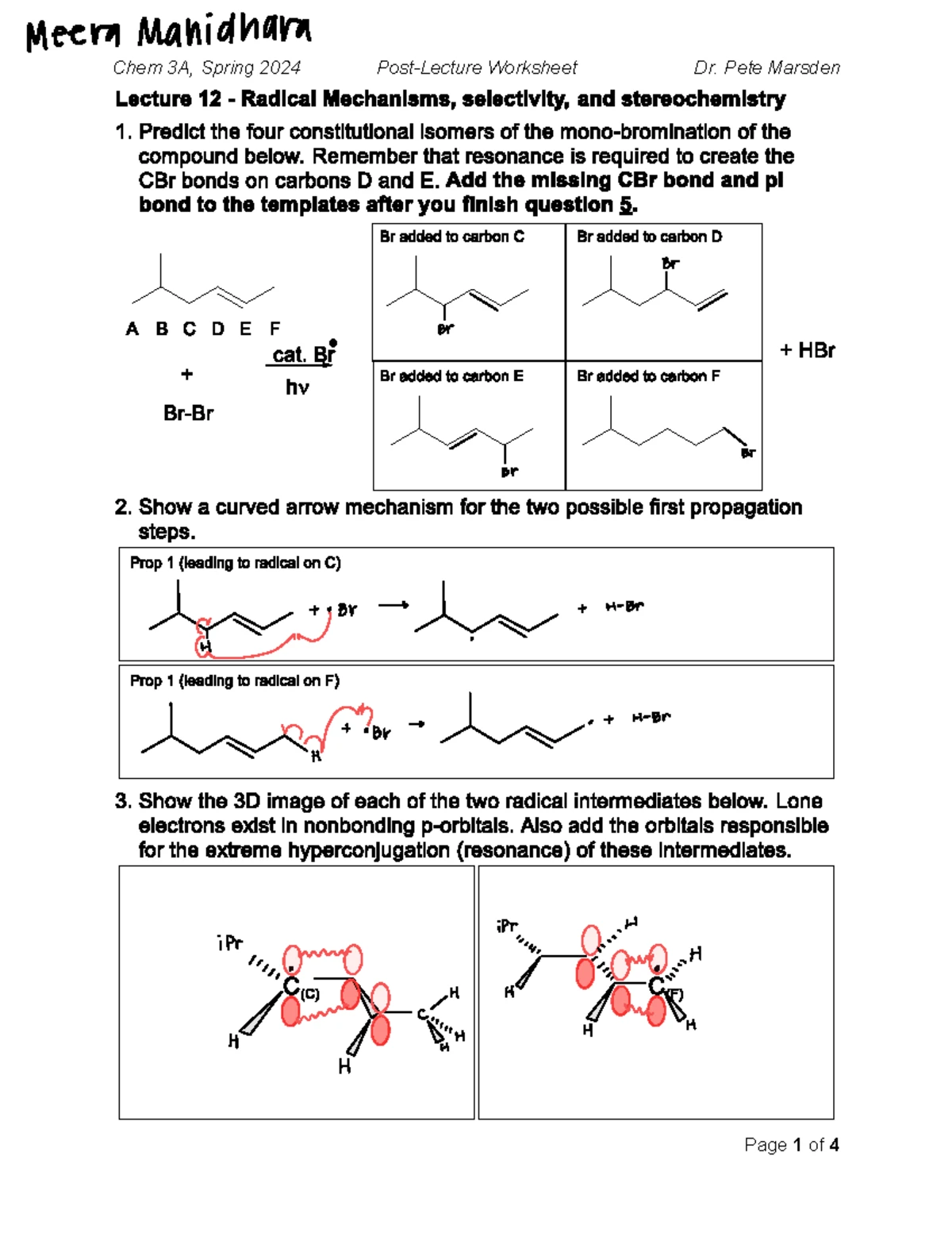PLWS 11 - Chem 3A Spring 2024 Post-Lecture Worksheet Overview - Studocu