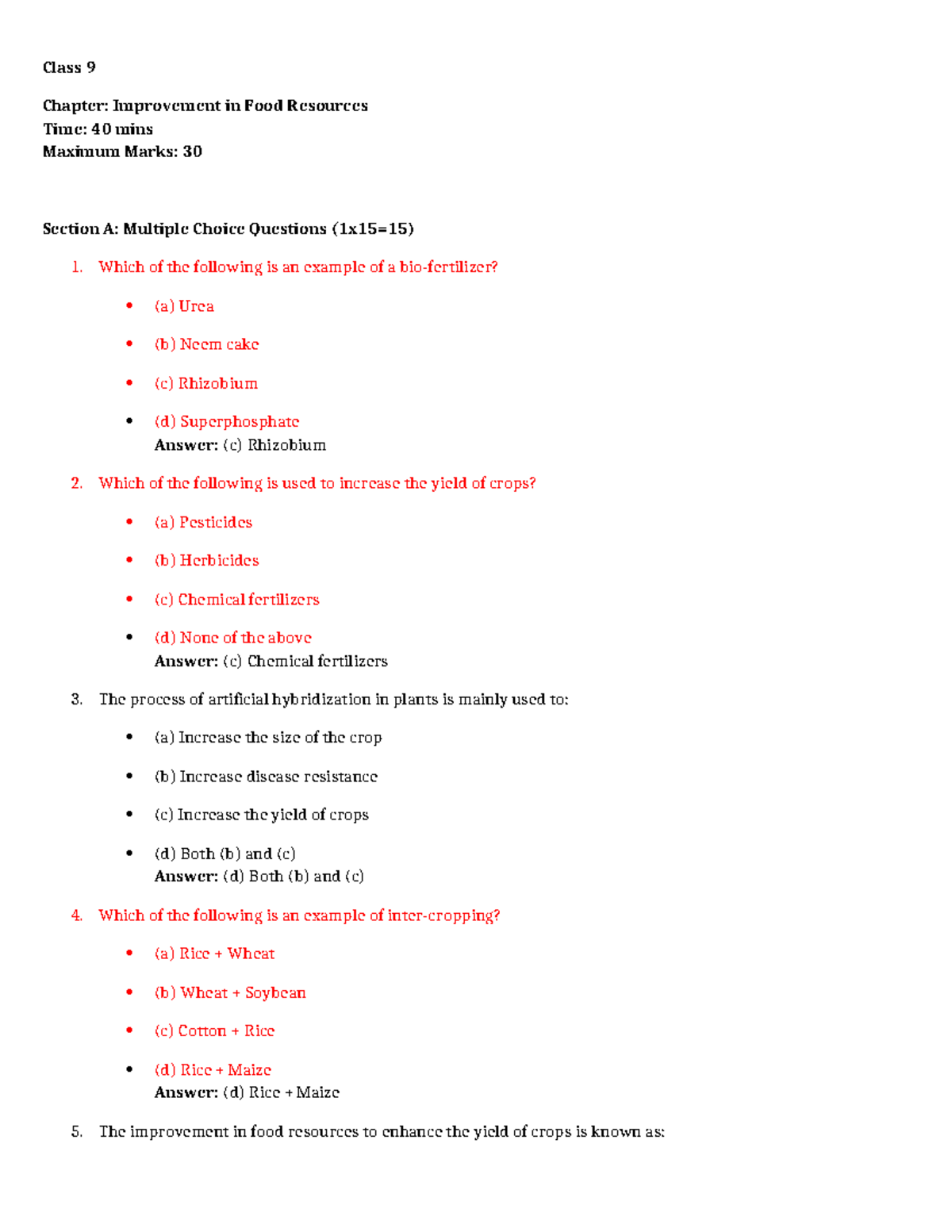 Class 9 & 10 Biology: Cell Signalling Test - Dec 25 - Studocu