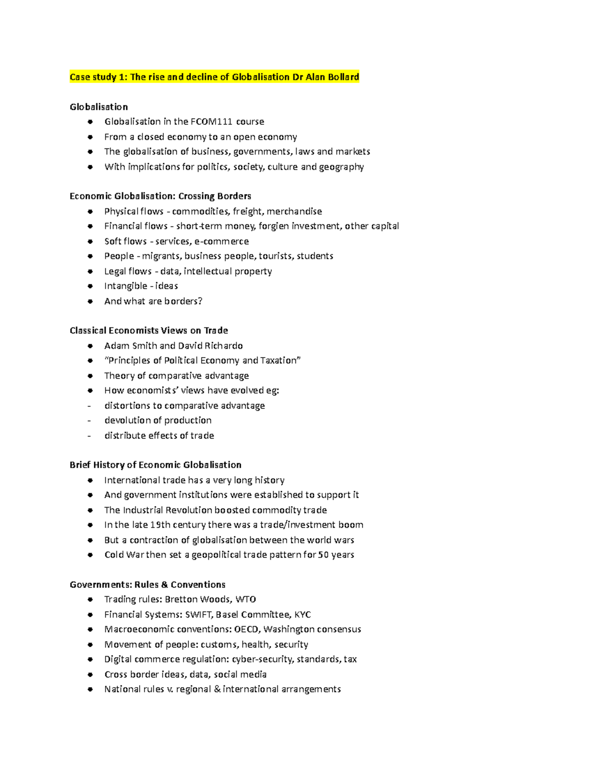 FCOM111 case study notes - Case study 1: The rise and decline of ...