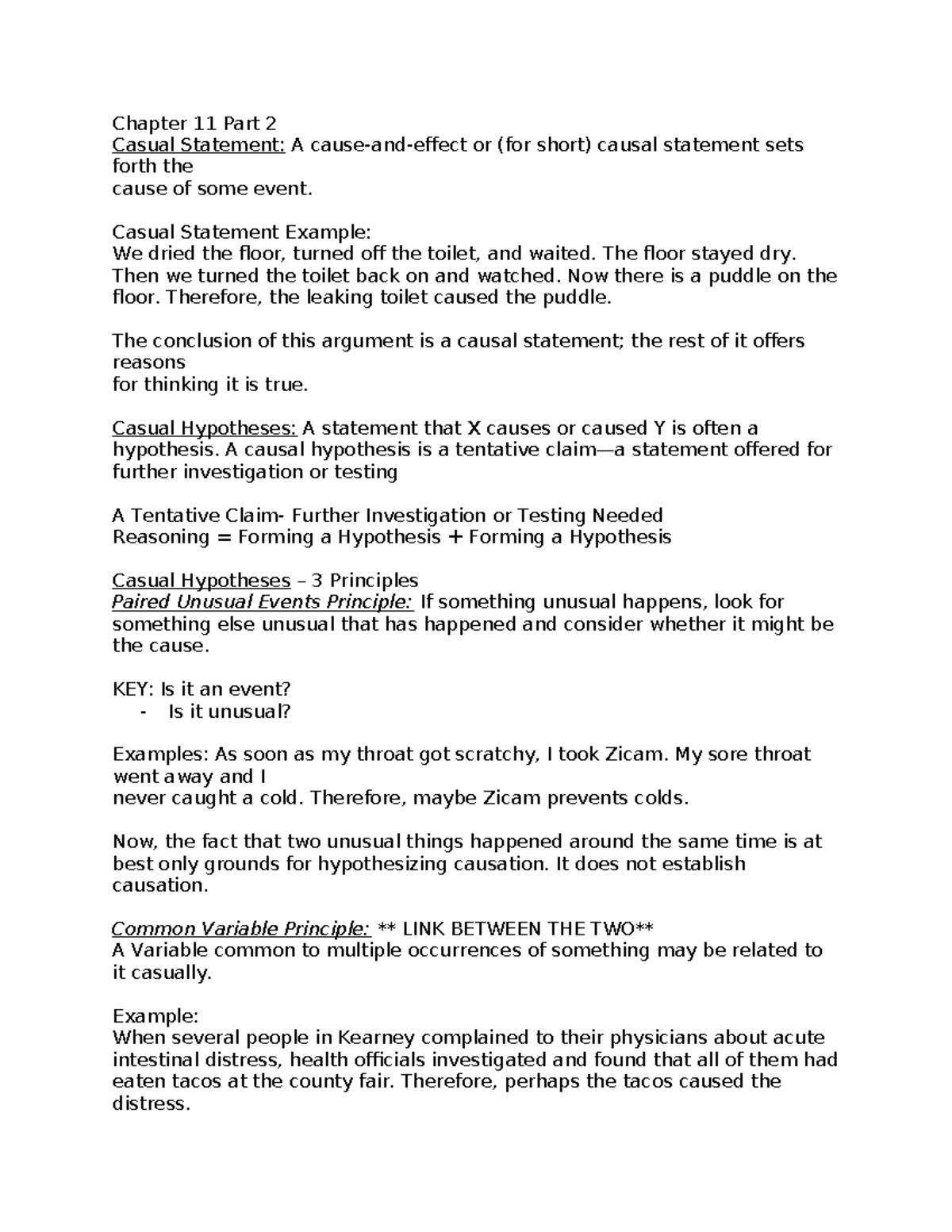 Chapter 11 Part 2 - LECTURE NOTES - Chapter 11 Part 2 Casual Statement ...