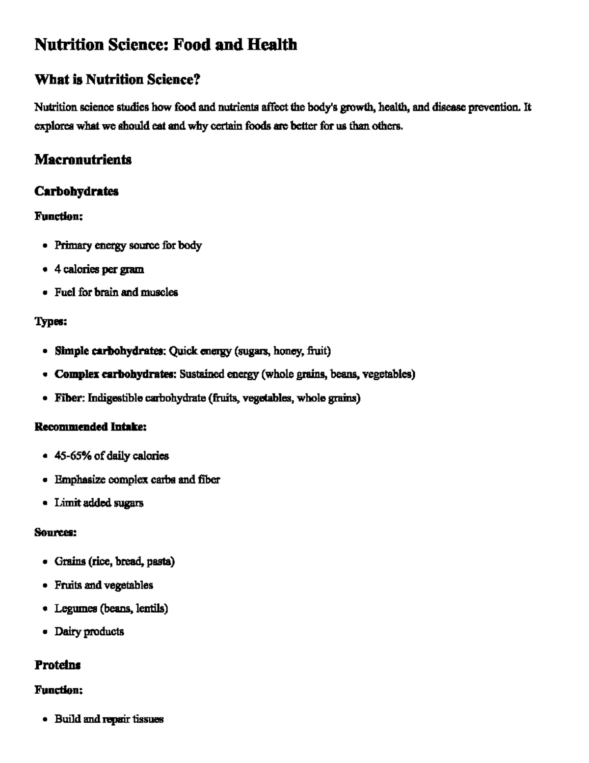 Nutrition Science: Food and Health Overview (Science 5) - Studocu