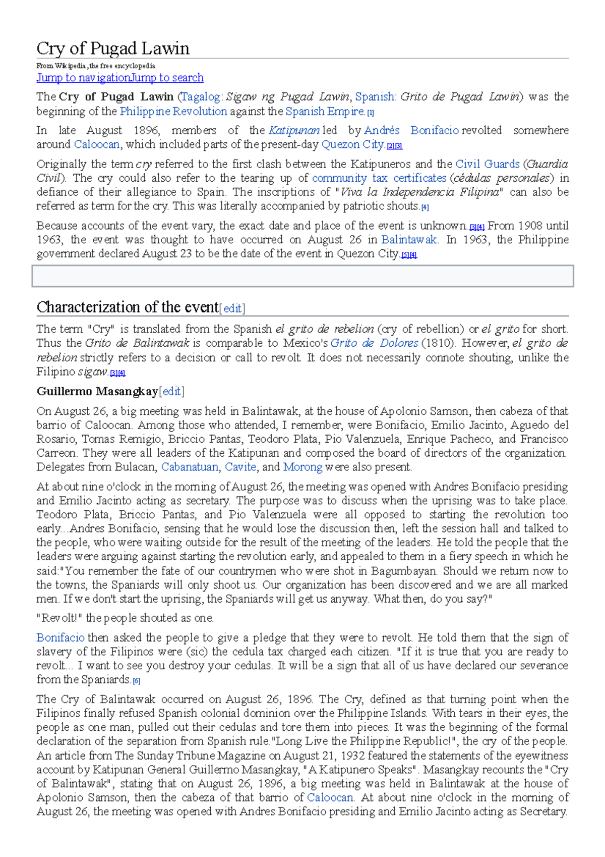 Cry of Pugad Lawin - It was a notes for our reporting in history - Cry ...