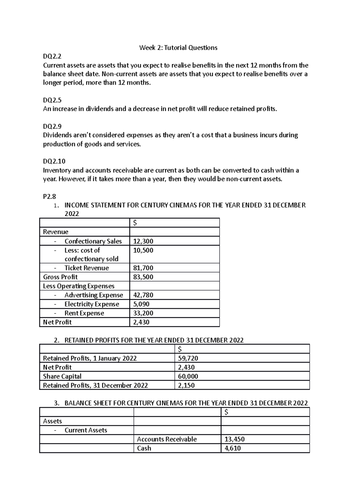 COMM1140 - Week 2 Hmrk - Week 2 Homework - Week 2: Tutorial Questions ...