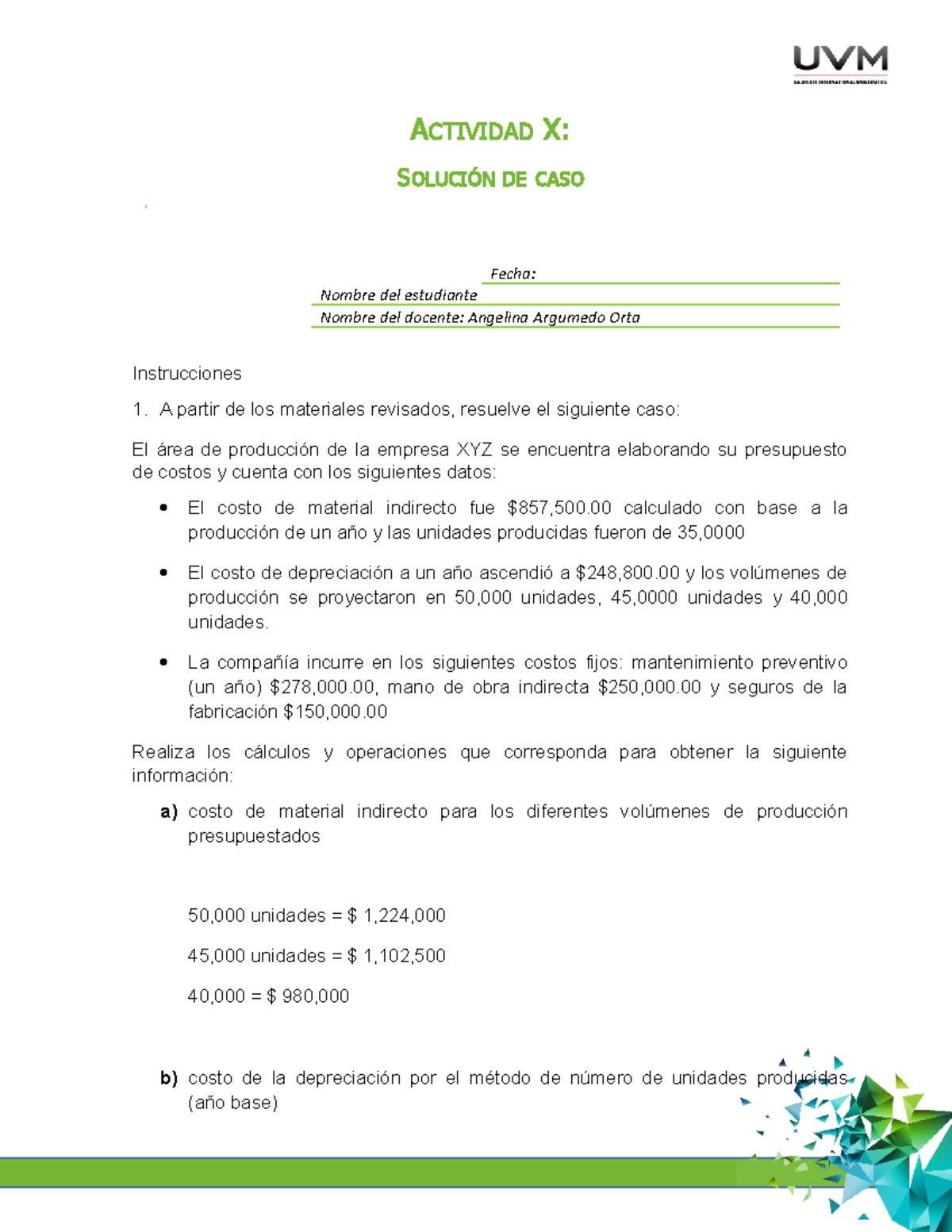 A10 Solución de Caso - Análisis de Costos y Presupuestos en ...