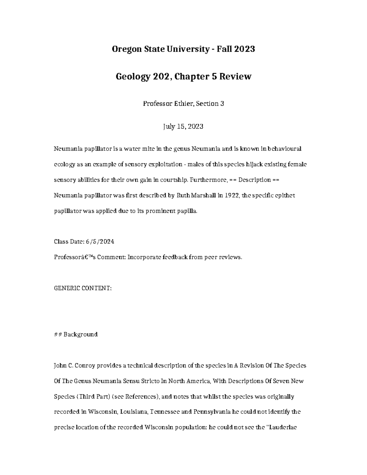 Geology 202 Chapter 5 Review - Oregon State University - Fall 2023 ...