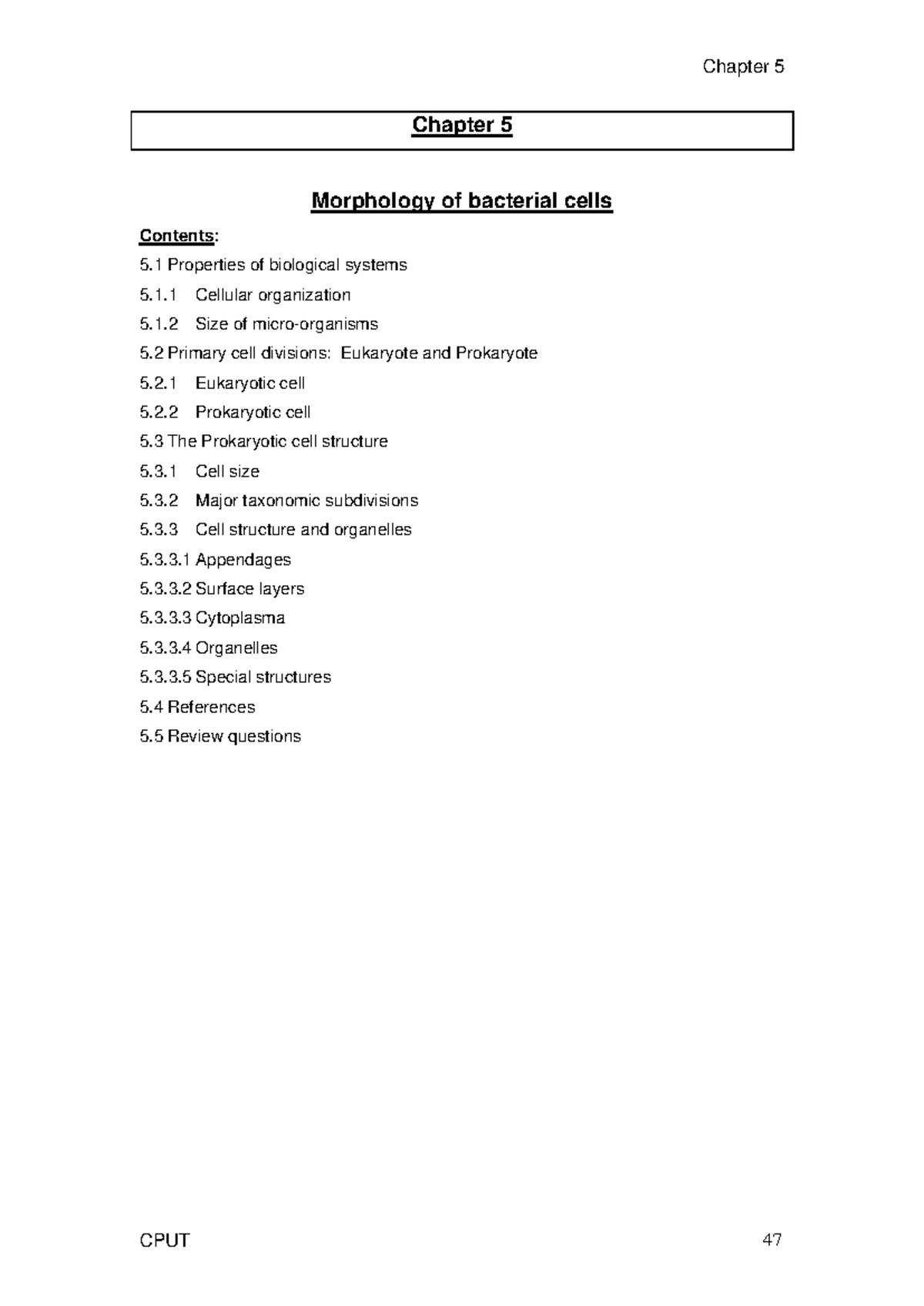 Chapter 5 - Prokaryotic Cell Structure and Function (CPUT) - Chapter 5 ...