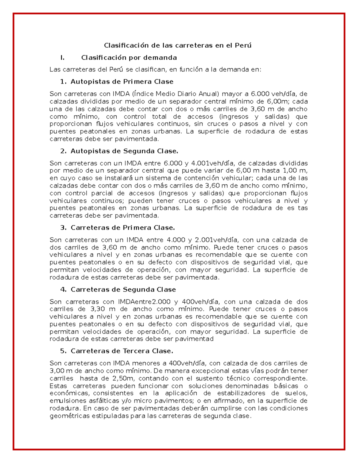 Clasificación de Carreteras y Vías Urbanas en el Perú: Un Estudio - Document Preview