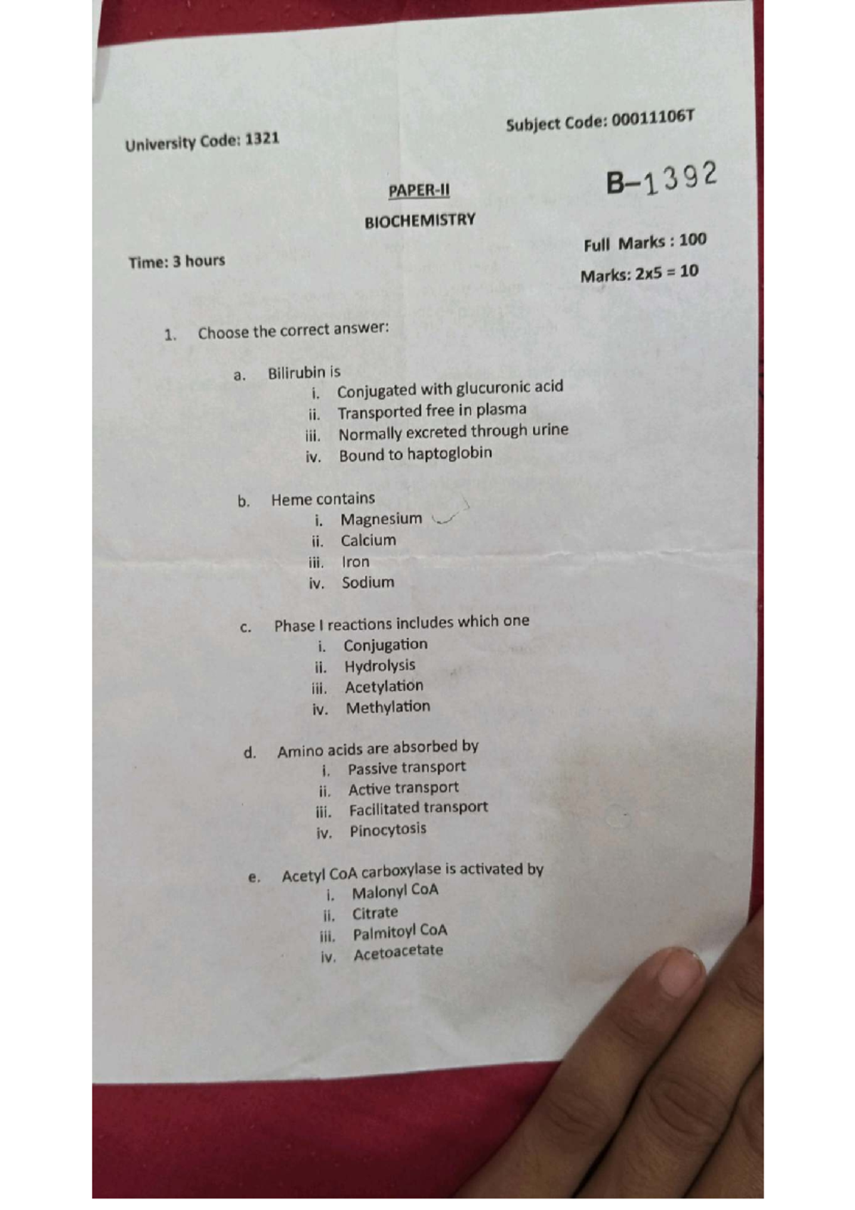 Biochemistry 1321 - P2 2023 Question Paper - Studocu